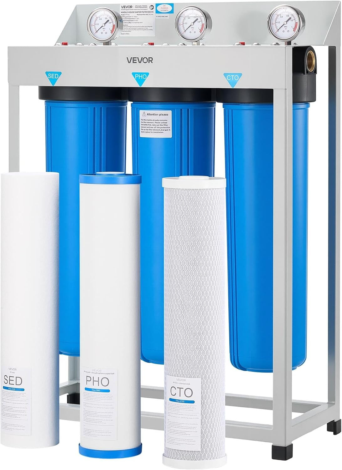 3-Stage Whole House Water Filter System – Reduces Chlorine, Odor & Rust