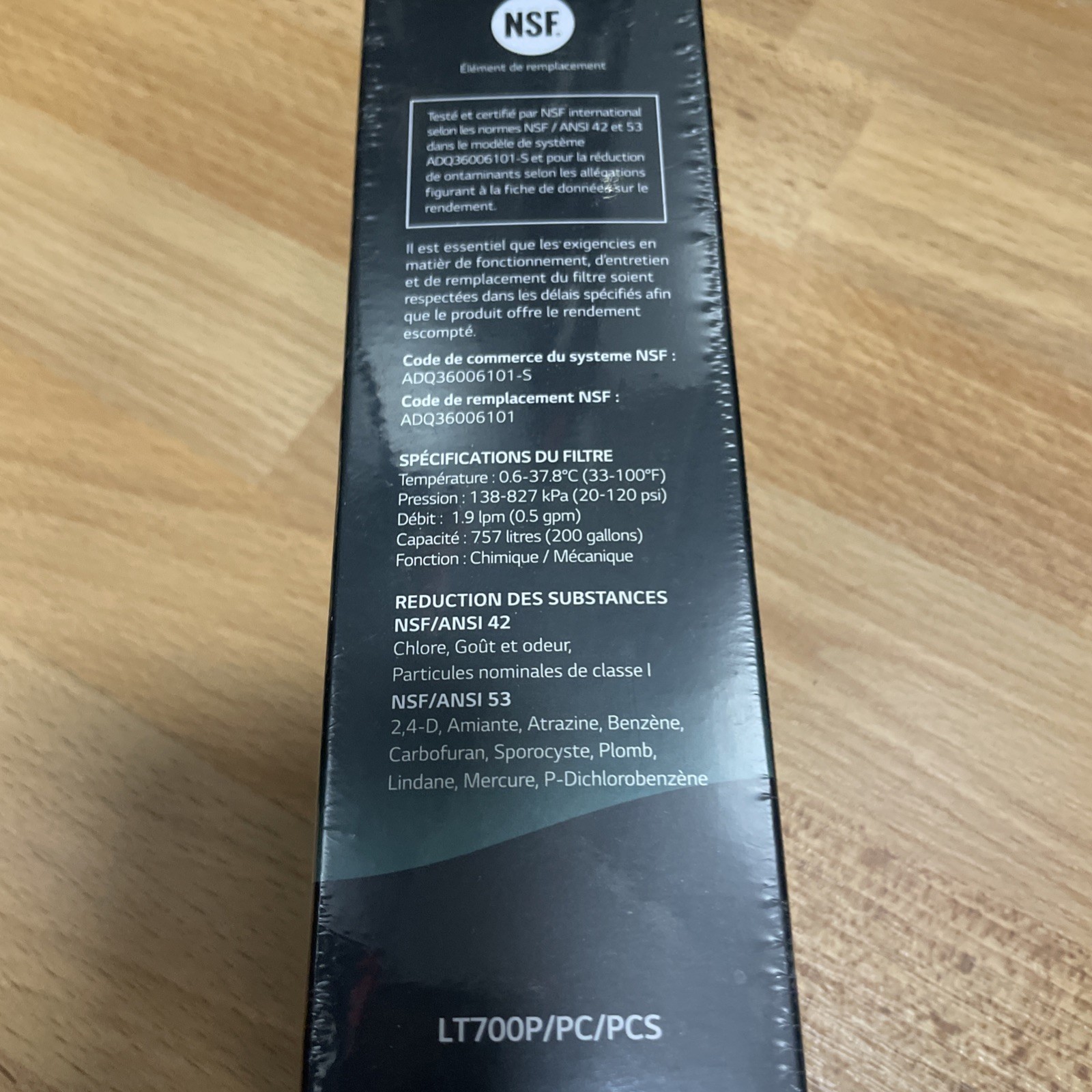 New Sealed LG LT700P Refrigerator Water Filter Replacement ADQ36006101, 1 Pack