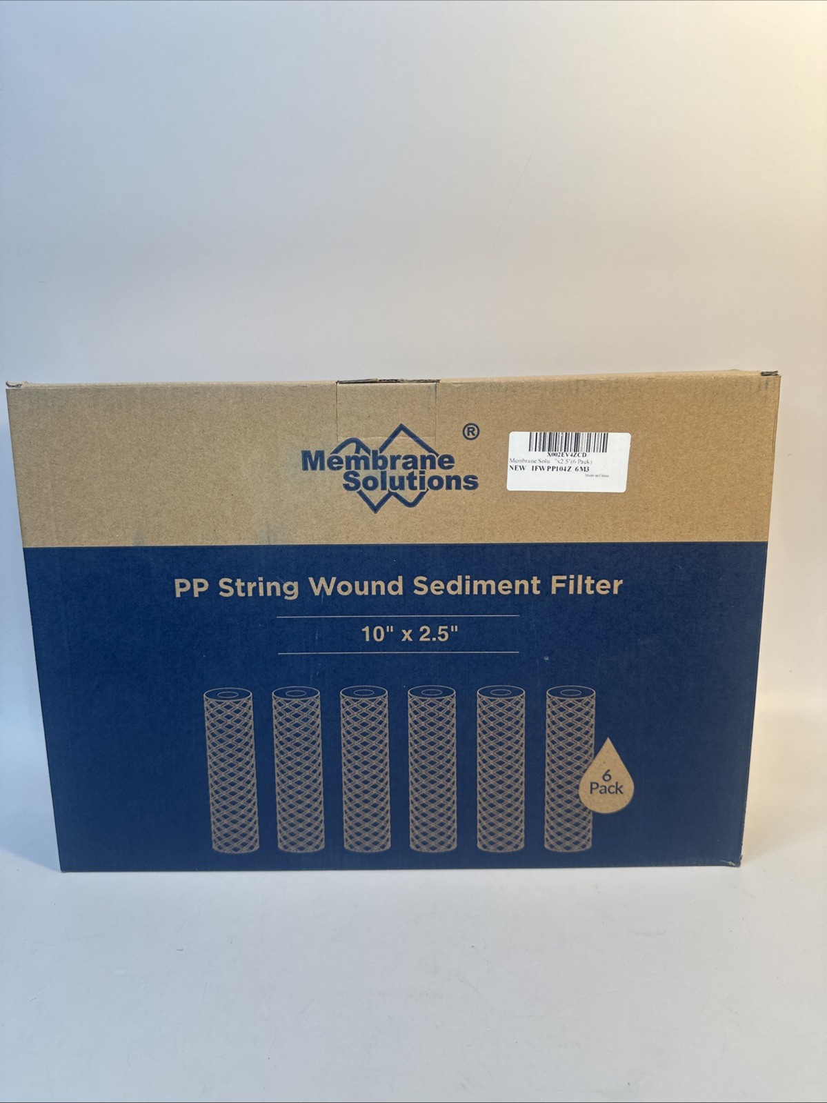 Membrane Solutions PP String Wound Sediment 20 Micron Filter 10″x2.5″ – 6 Pack