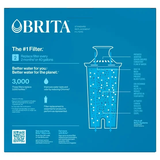 Brita Replacement Water Filters 10-Pack BPA Free Pitcher Filter Cartridges