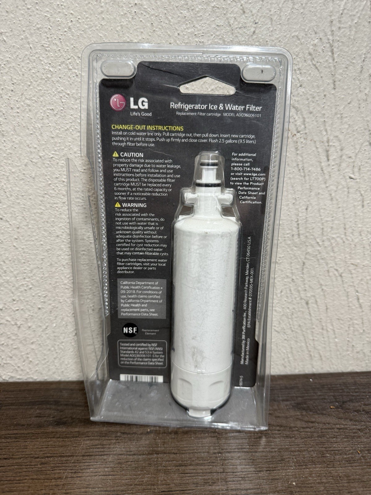 NEW SEALED GENUINE LG LT700P ADQ36006101 Refrigerator Water Filter FREE SHIP