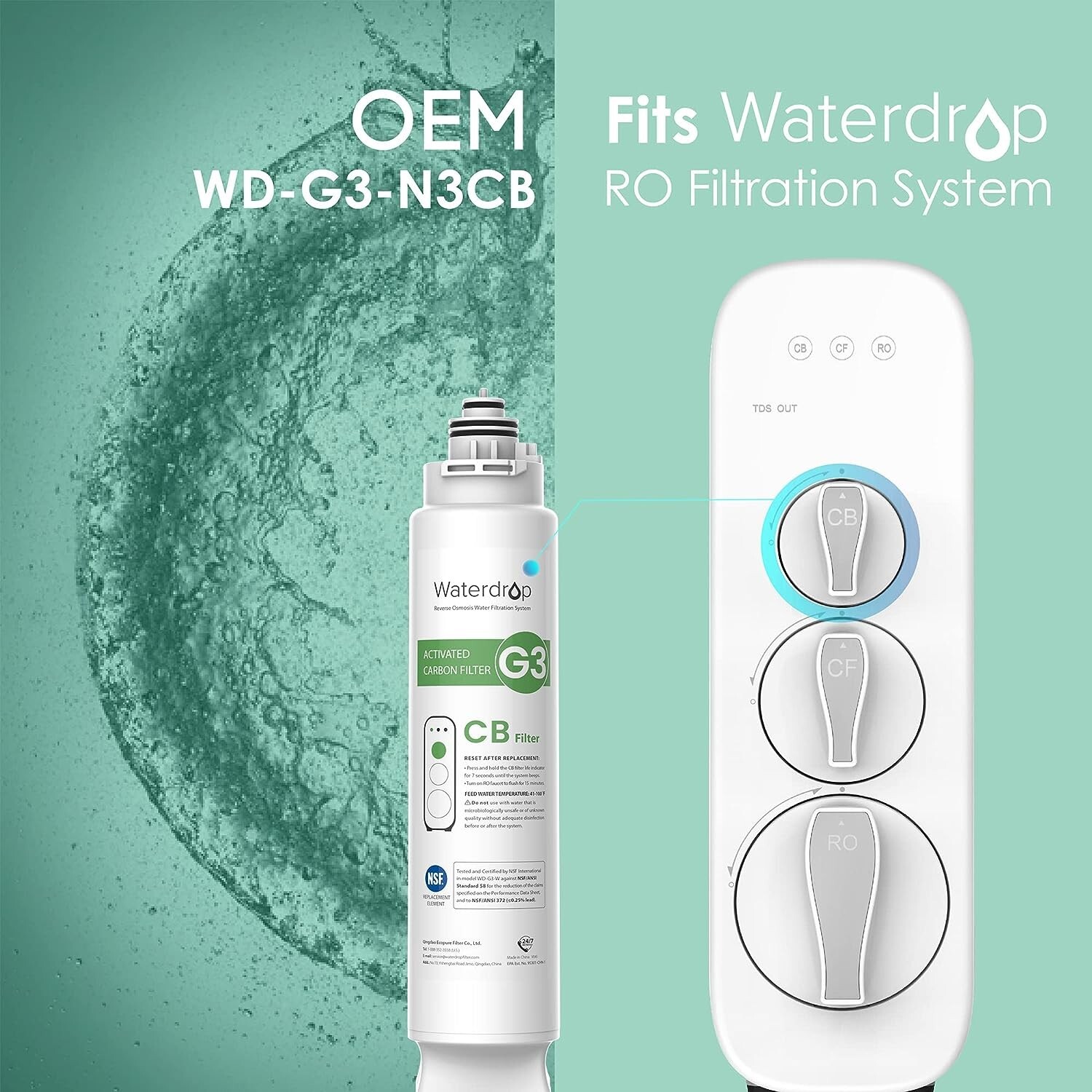 Waterdrop G3P600 Reverse Osmosis Water Filter, 600GPD,With RO&G3-N3CB&G3-N1CF