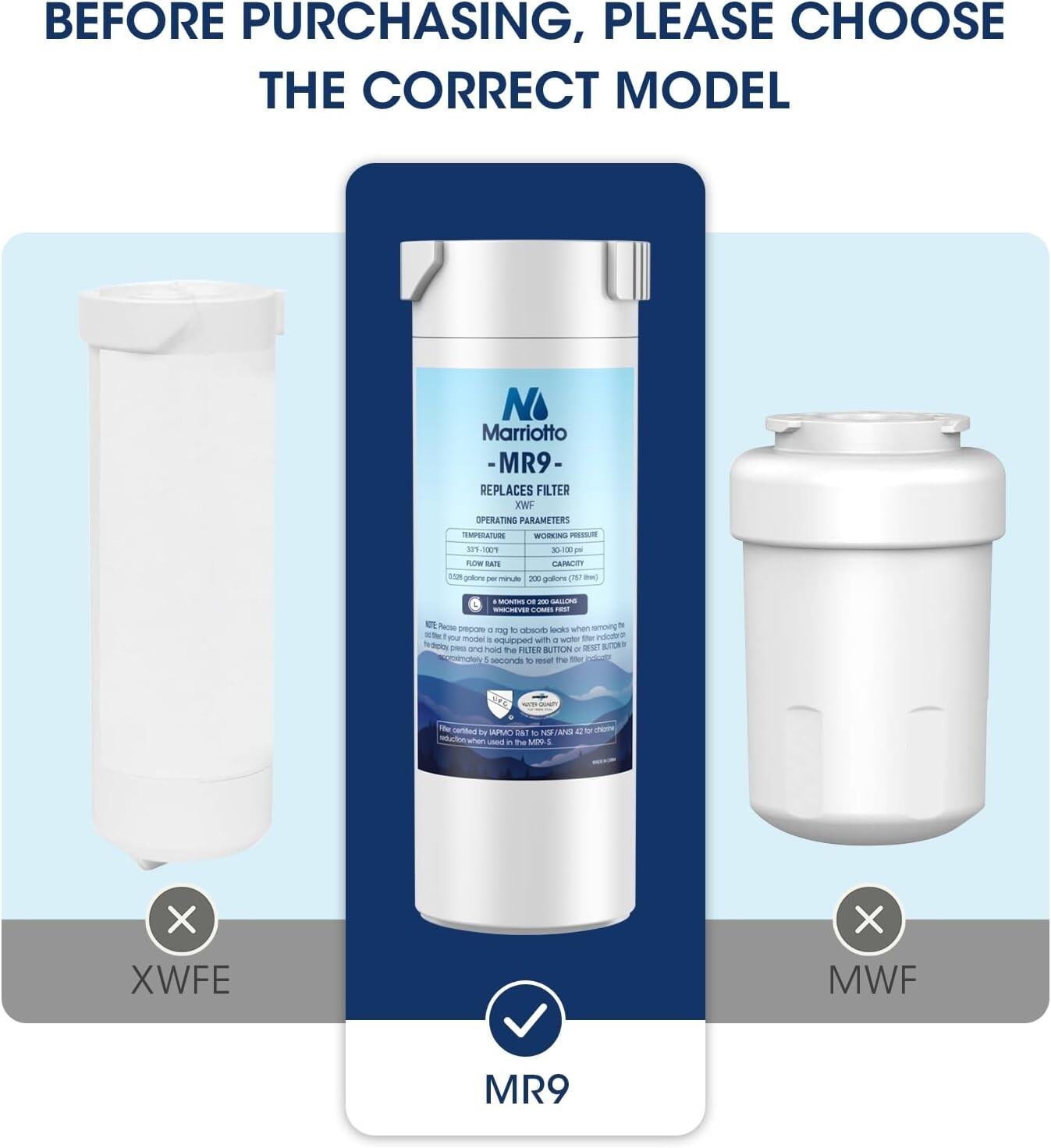 MARRIOTTO XWF Water Filter, Replacement for GE XWF, XWF Genuine Ge Refrigerator