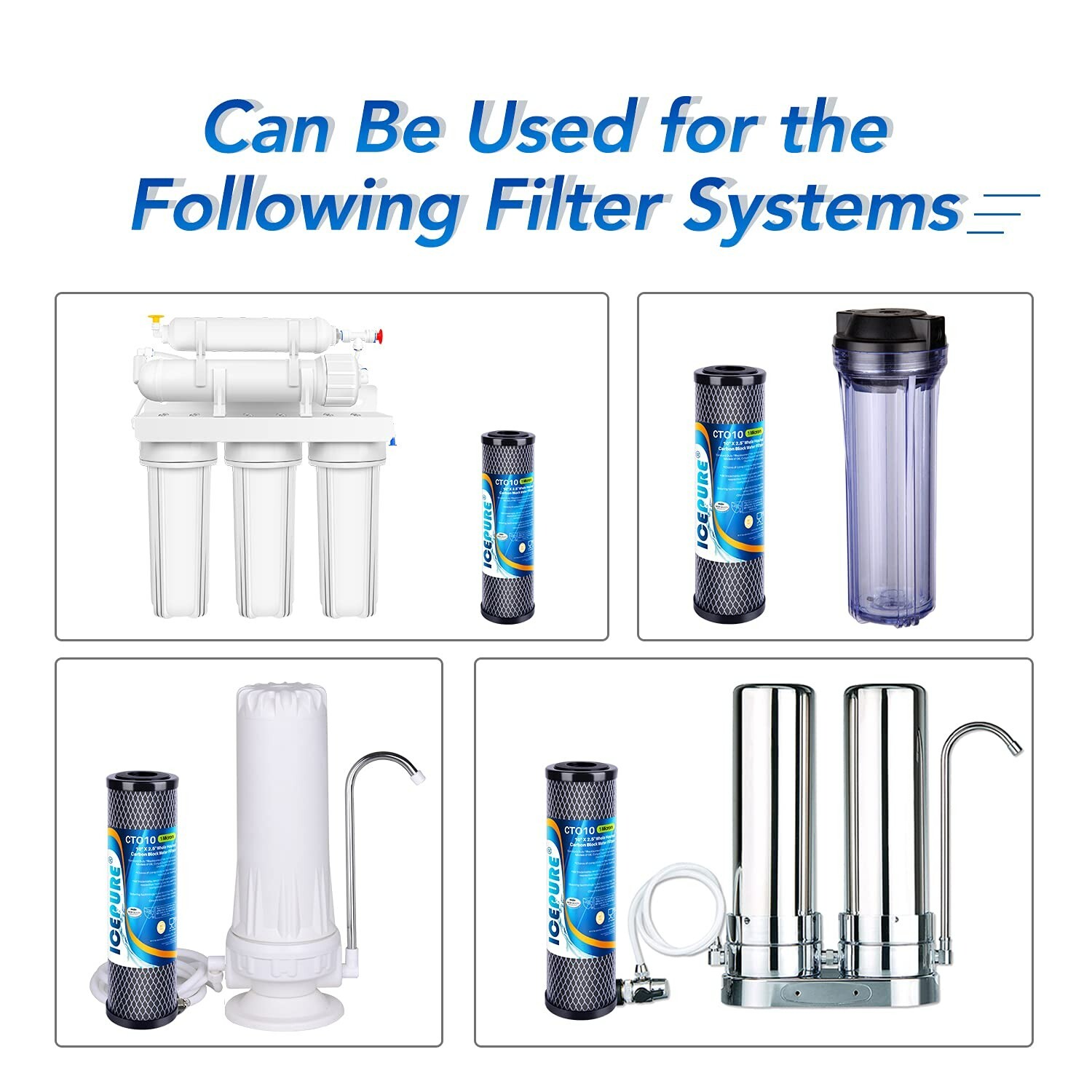 1 Micron 10″ x 2.5″ Whole House CTO Sedimen Water Filter Fit DuPont WFPFC8002