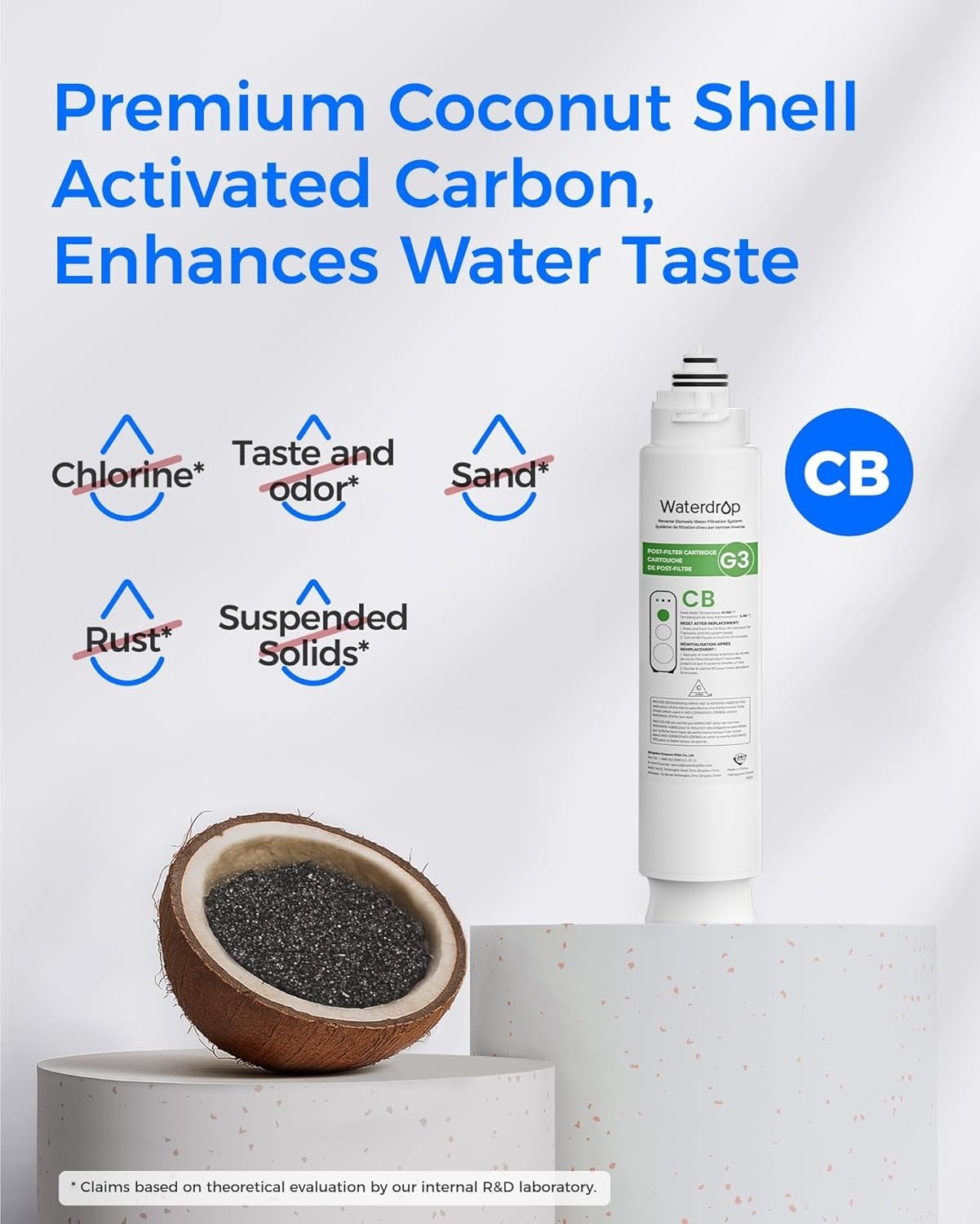 Waterdrop G3 Replacement Filter |1-Year Combo Pack of 2 WD-G3-CF and 1 WD-G3-CB