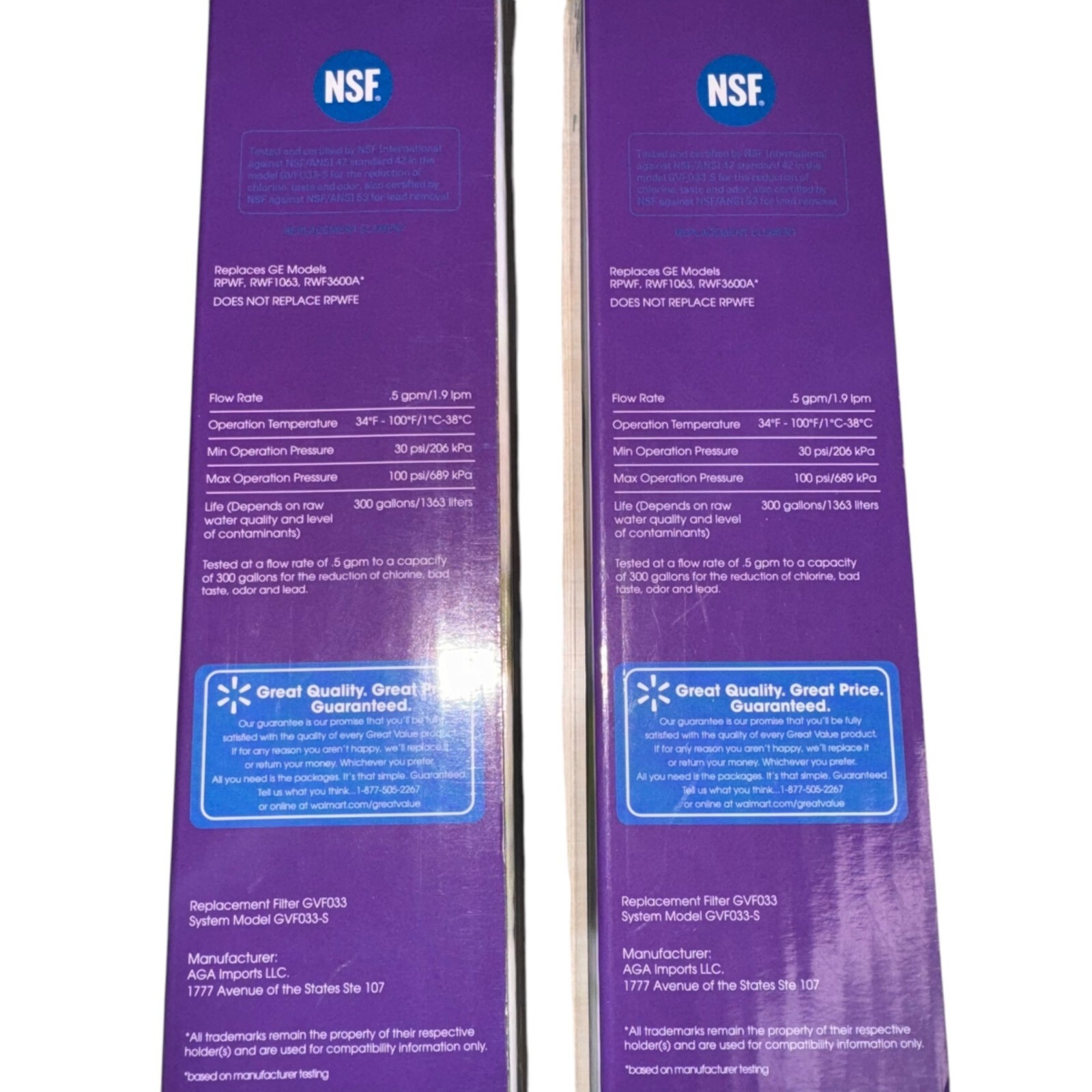 Great Value Regrigerator Replacement Water Filters fGE Model RPWF New Not Sealed