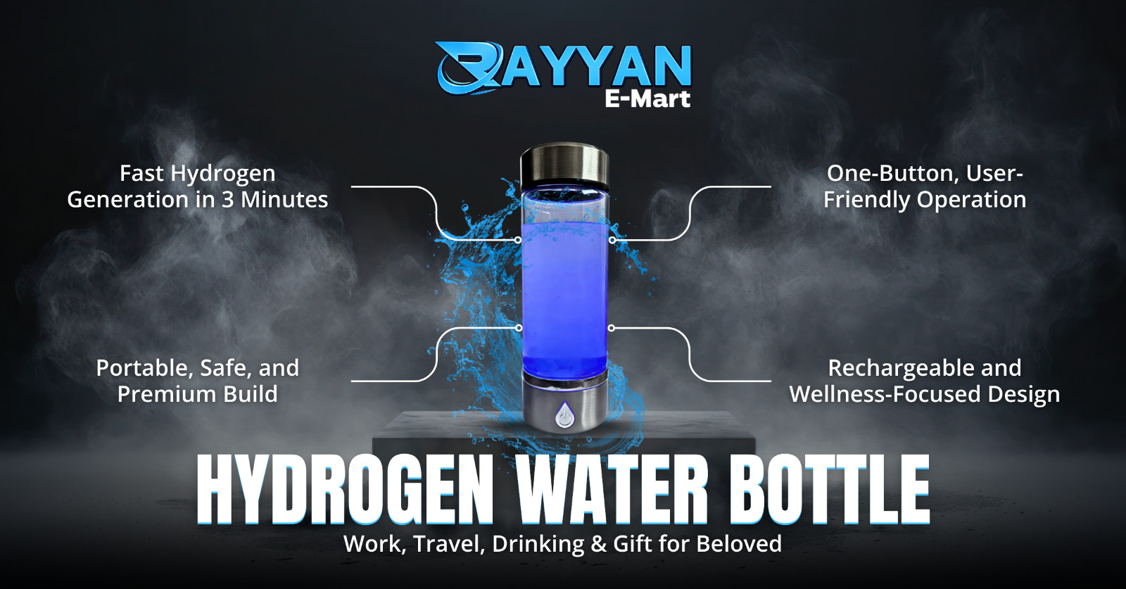 H2 Hydrogen Portable Water Bottle, Meets Style and Well-Being, Refine Water