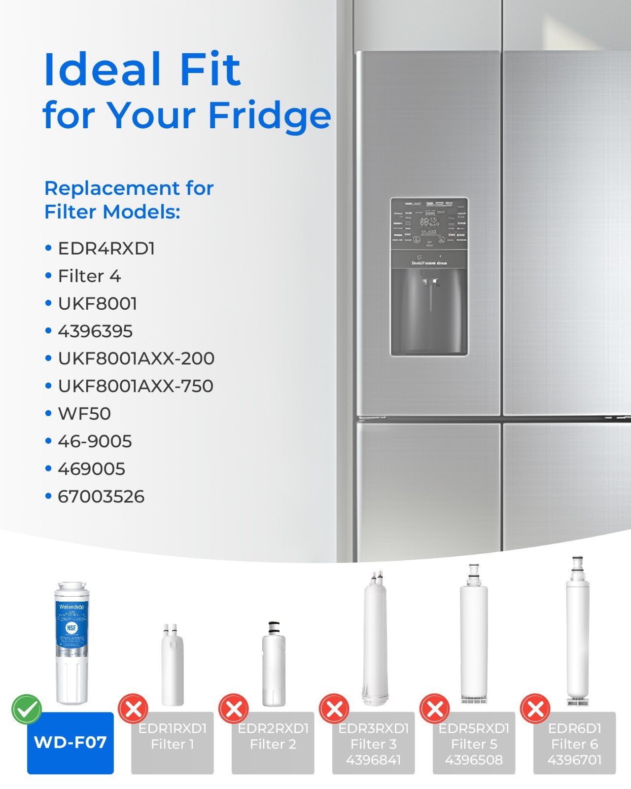 Waterdrop UKF8001 Water Filter, Replacement for Maytag UKF8001AXX-200, 4 Pack