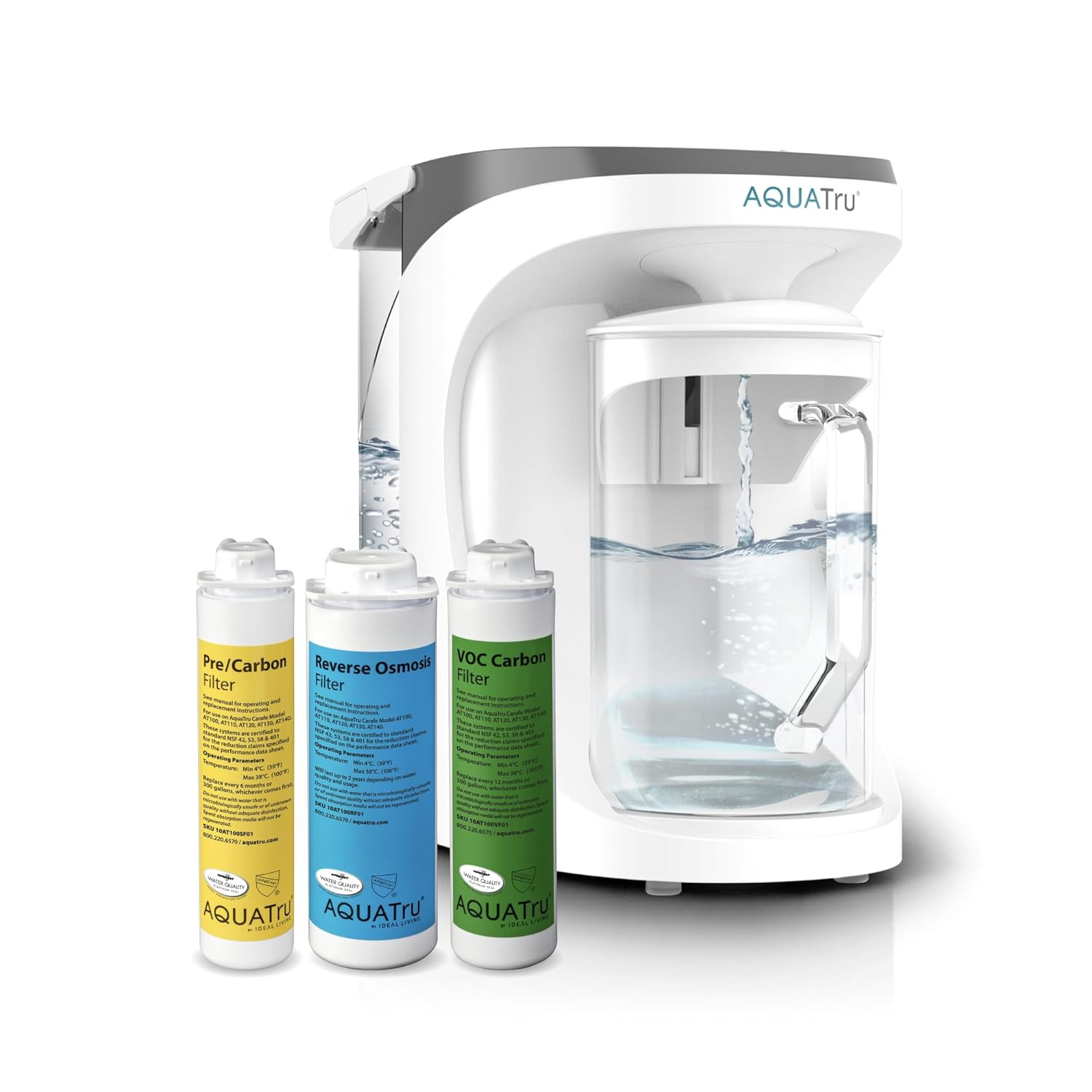 Aquatru Carafe Countertop Water Purifier | Compact 4-Stage Reverse Osmosis Syste