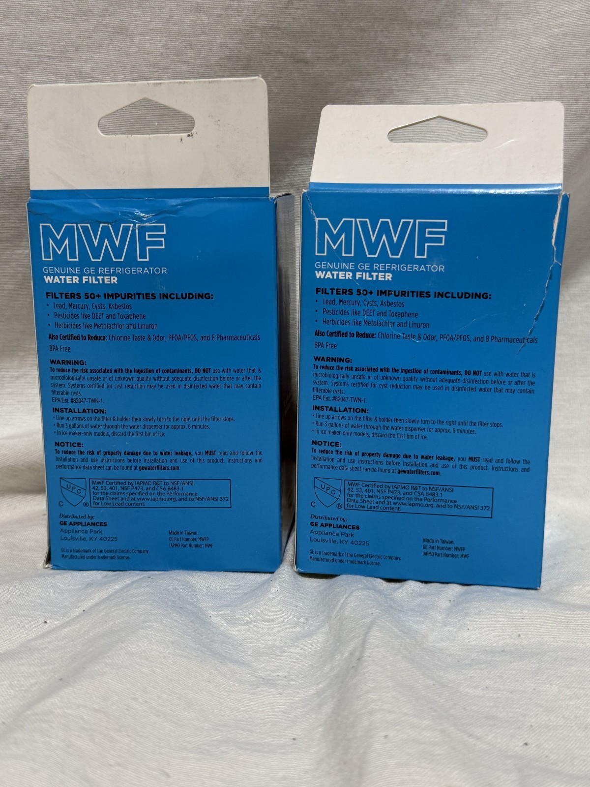Lot of 2 Genuine GE SmartWater MWF Refrigerator Water Filter Replacement OEM