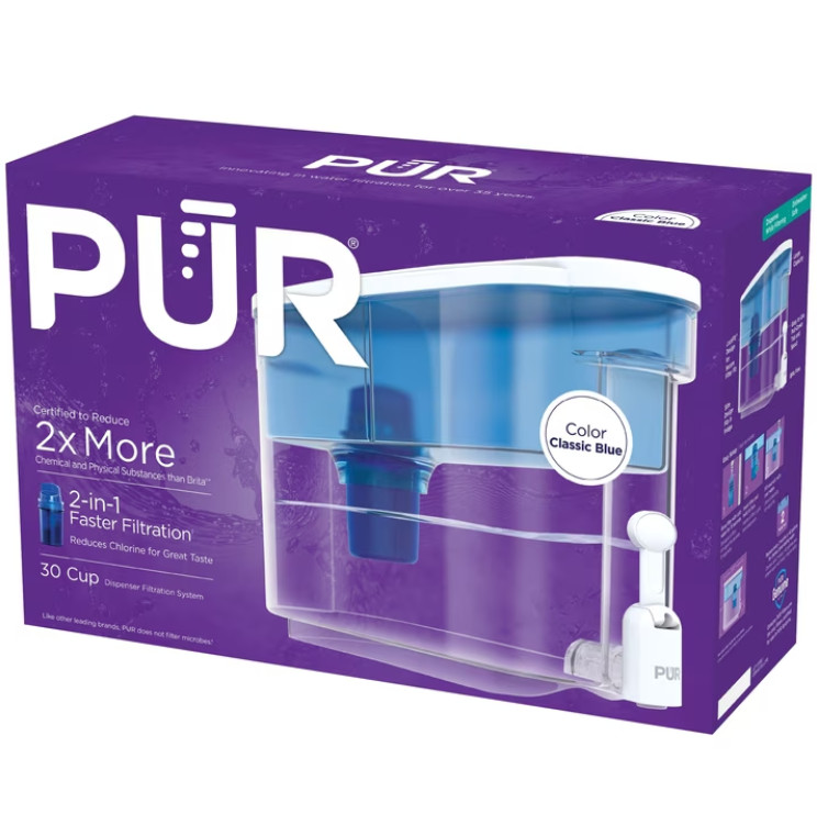PUR 30 Cup Water Filtration Dispenser DS1800Z Blue White 1 Filter