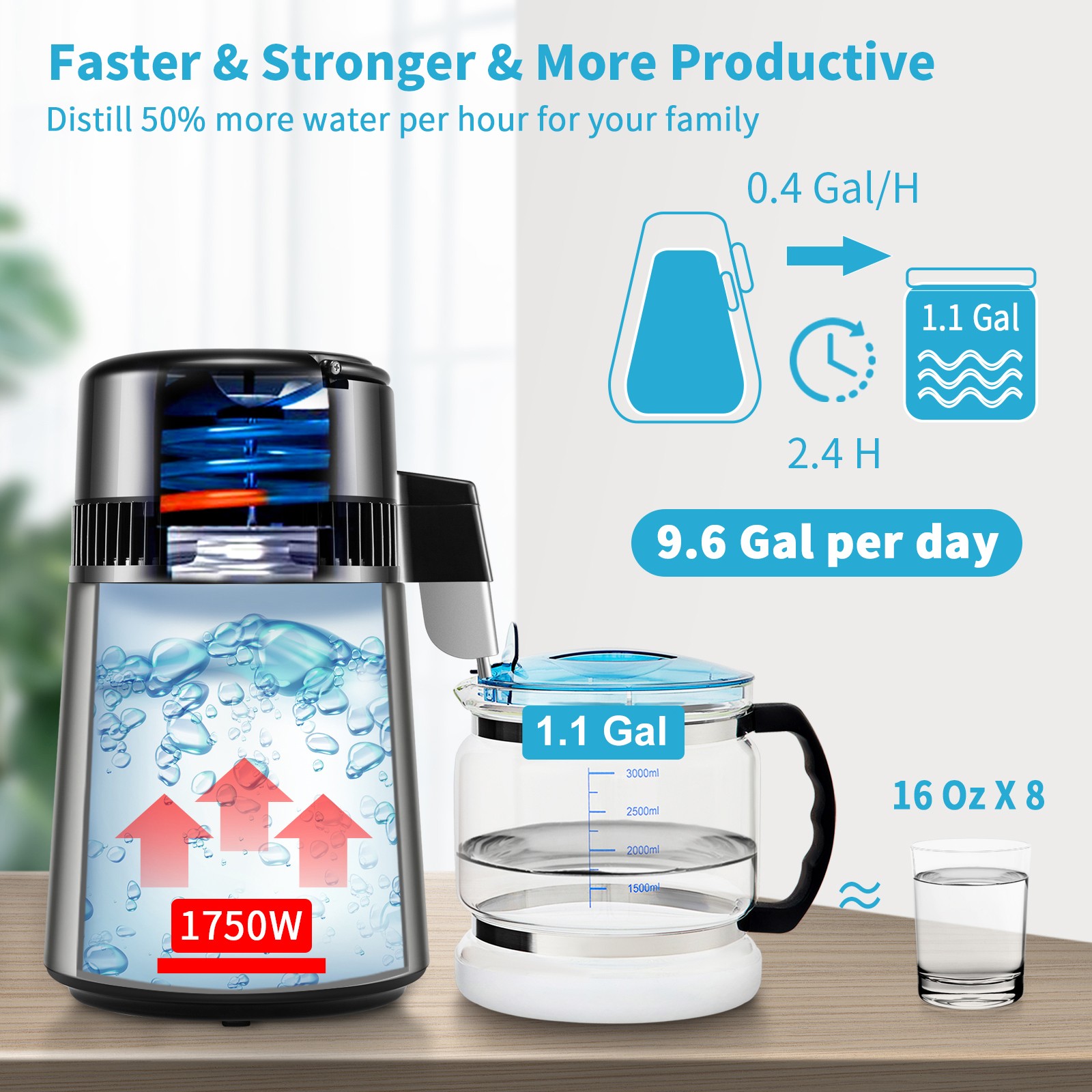 Uimoso 4L Water Distiller with Timing and Dual-Temperature Control, Silver