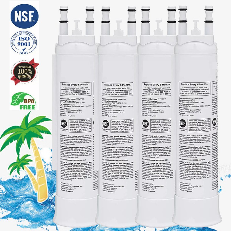 4 Pack Replacement for Frigidaire FPPWFU01 PWF-1 PurePour Water&Ice Filter White