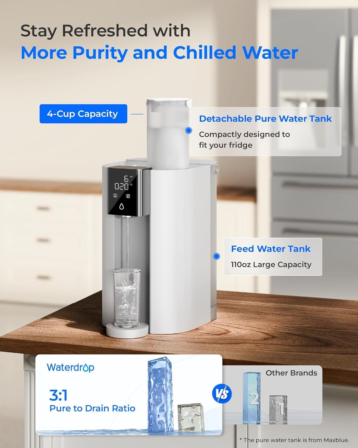 Waterdrop WD-C1S Countertop Reverse Osmosis System, NSF/ANSI 58 & 372 Certified