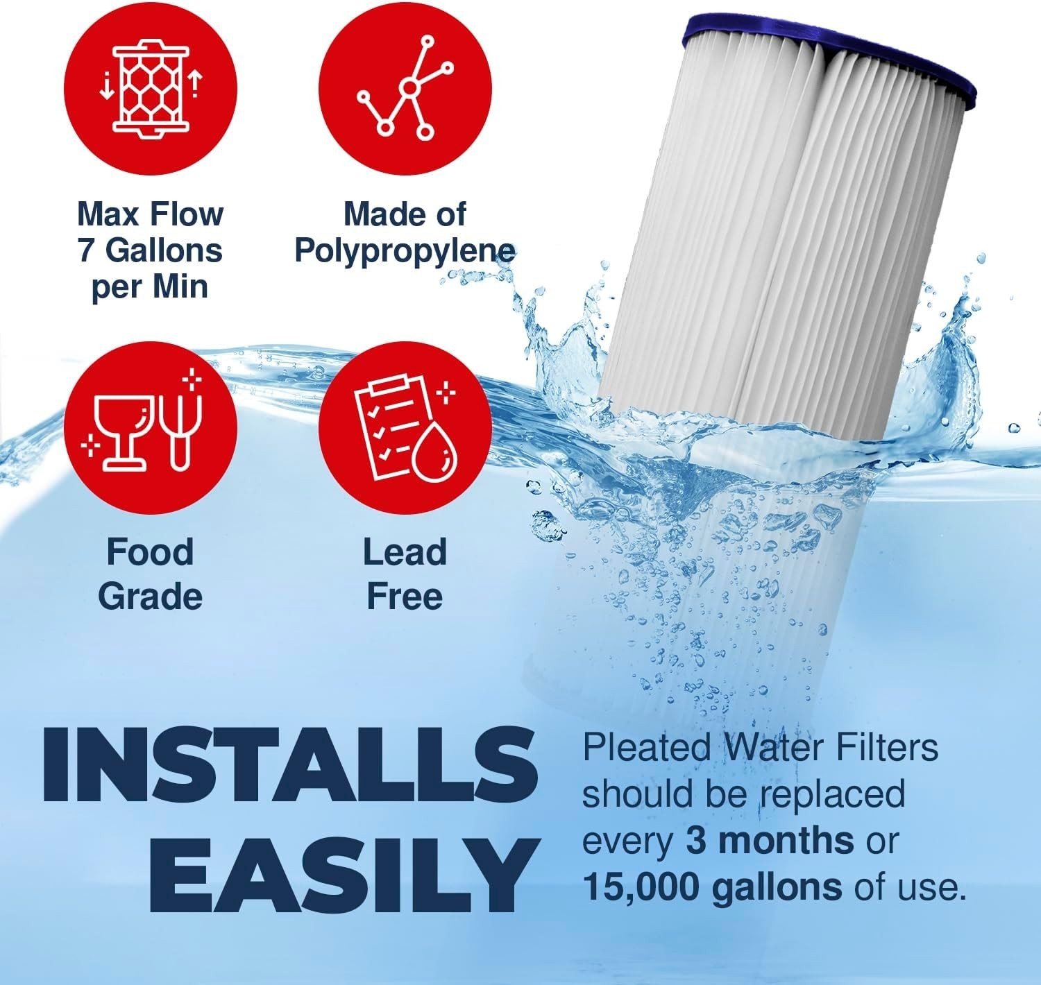 5 Micron Whole House Sediment Filter – 10×2.5 In, 2-Pack for Clean Water Flow
