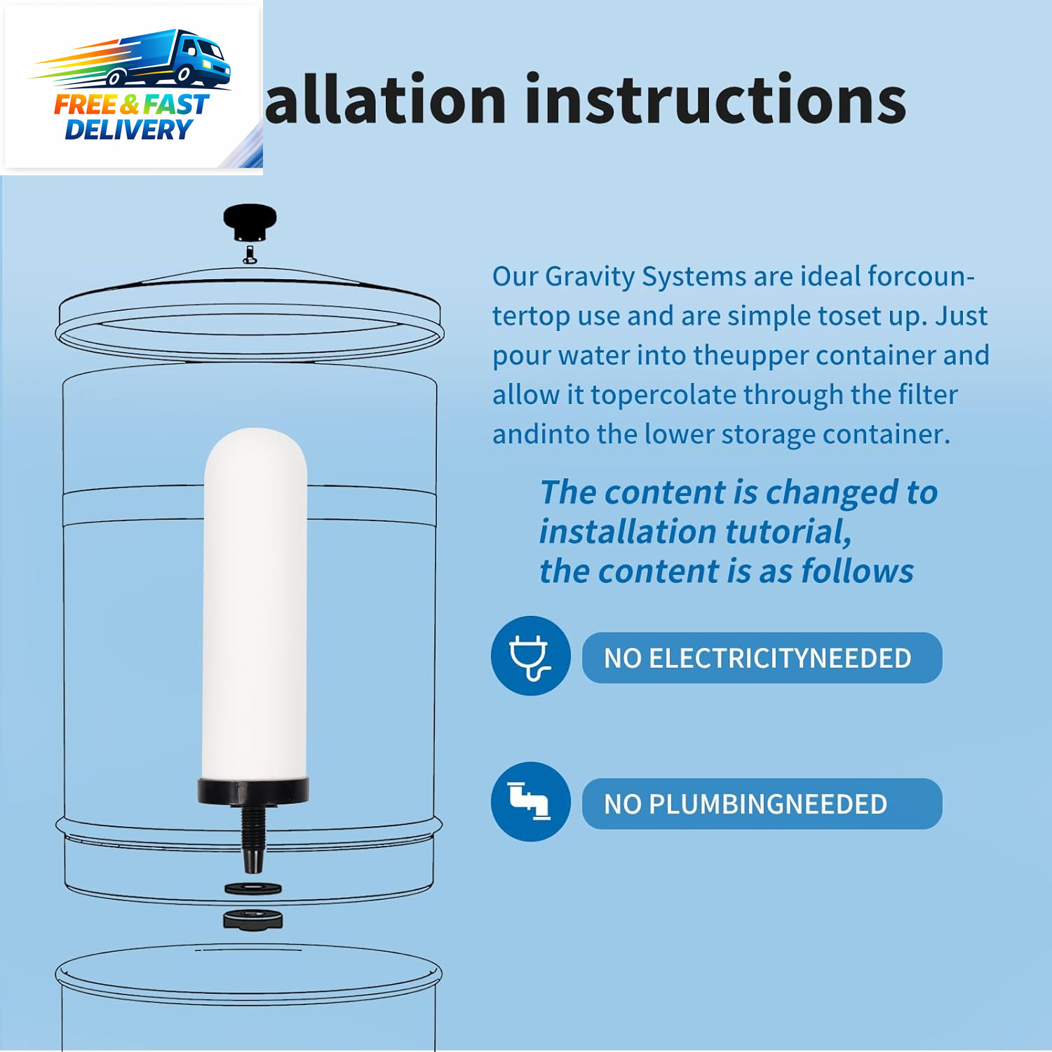 2 Pack 7» Ceramic Water Filter Candle,7 Inch Water Filter Replacement Filters w