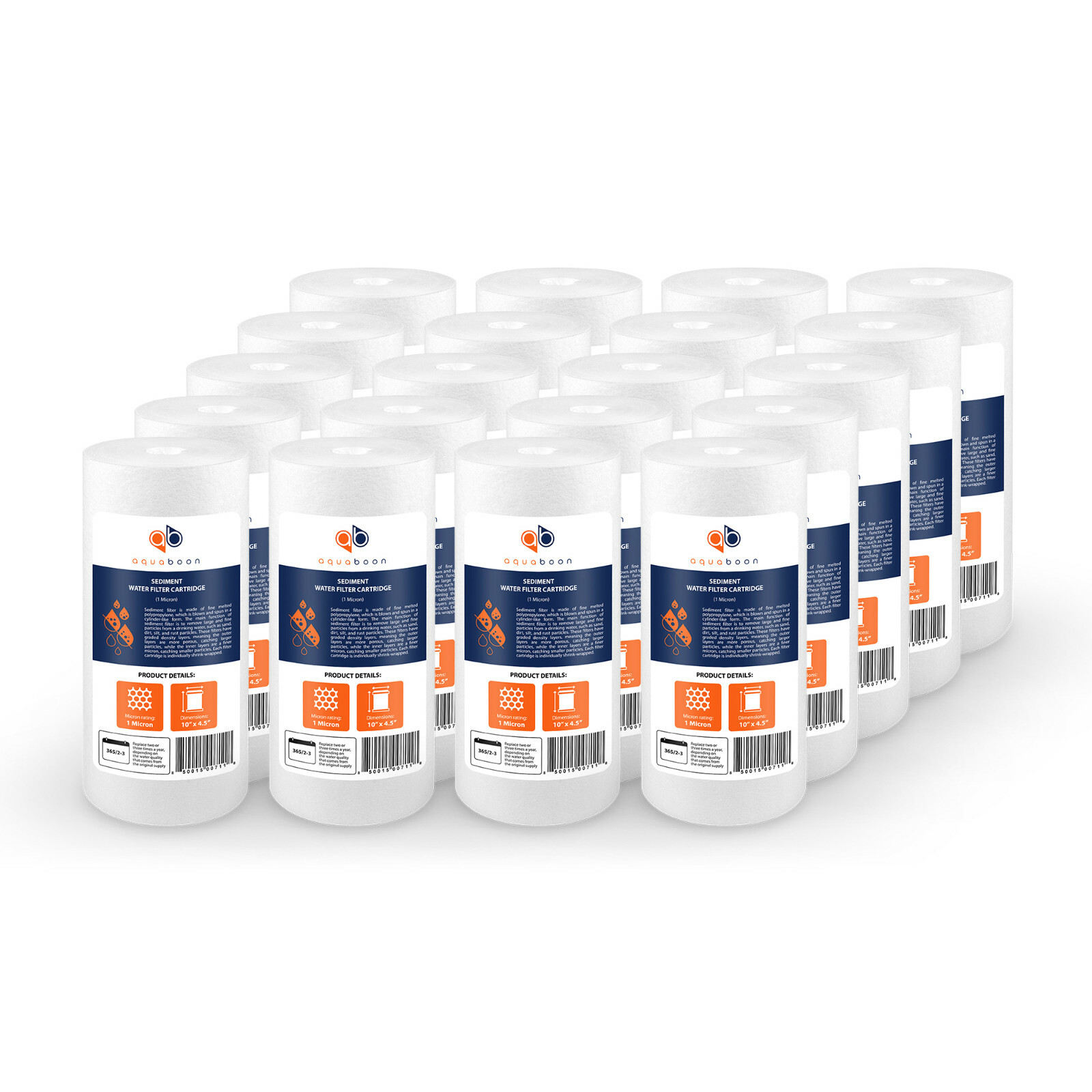 20-PACK of Aquaboon Sediment Water Filter Whole House Big Blue 1 Micron 10″x4.5″