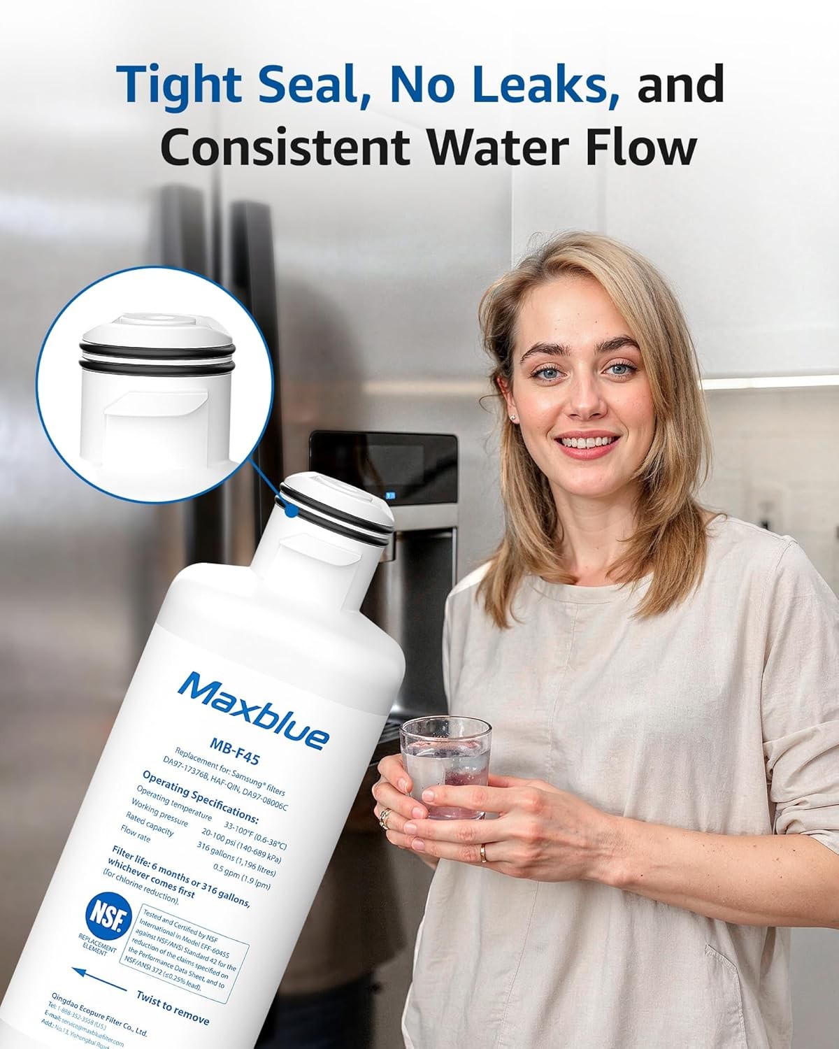 Maxblue DA97-17376B Refrigerator Water Filter, Compatible with Samsung HAF-QIN 3