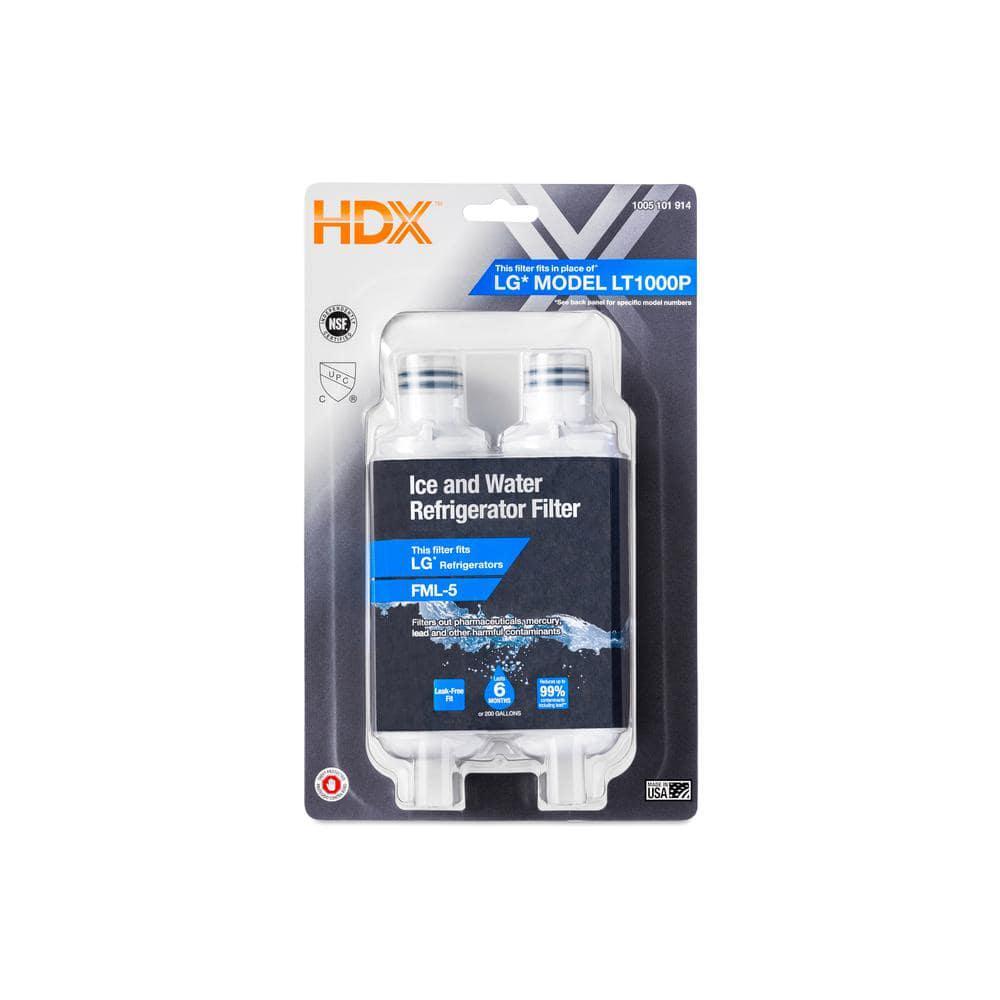 HDX FML-5 Refrigerator Water Filter Replacement for LG Model LT1000P (2-Pack)