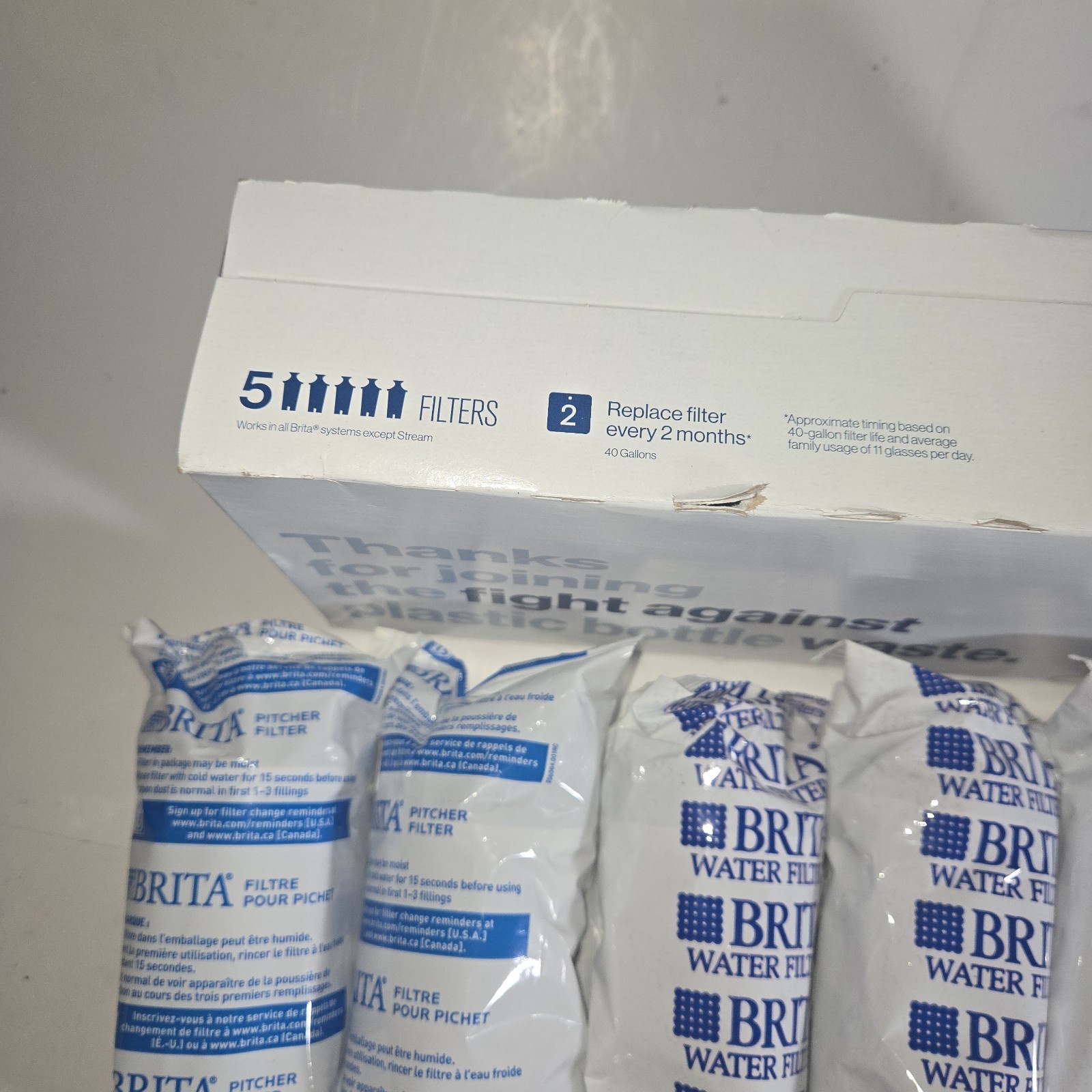Brita Water Pitcher Filters- 11 Filters Total , 5 In Box & 6 Loose Sealed