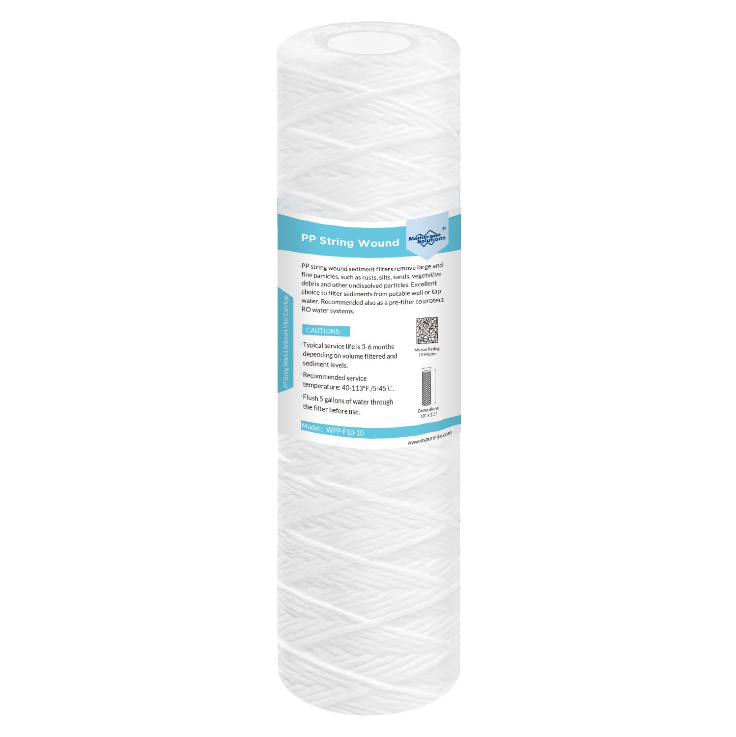 50 Pack 10 Micron 10″x2.5″ String Wound Sediment Water Filter RO Replacement