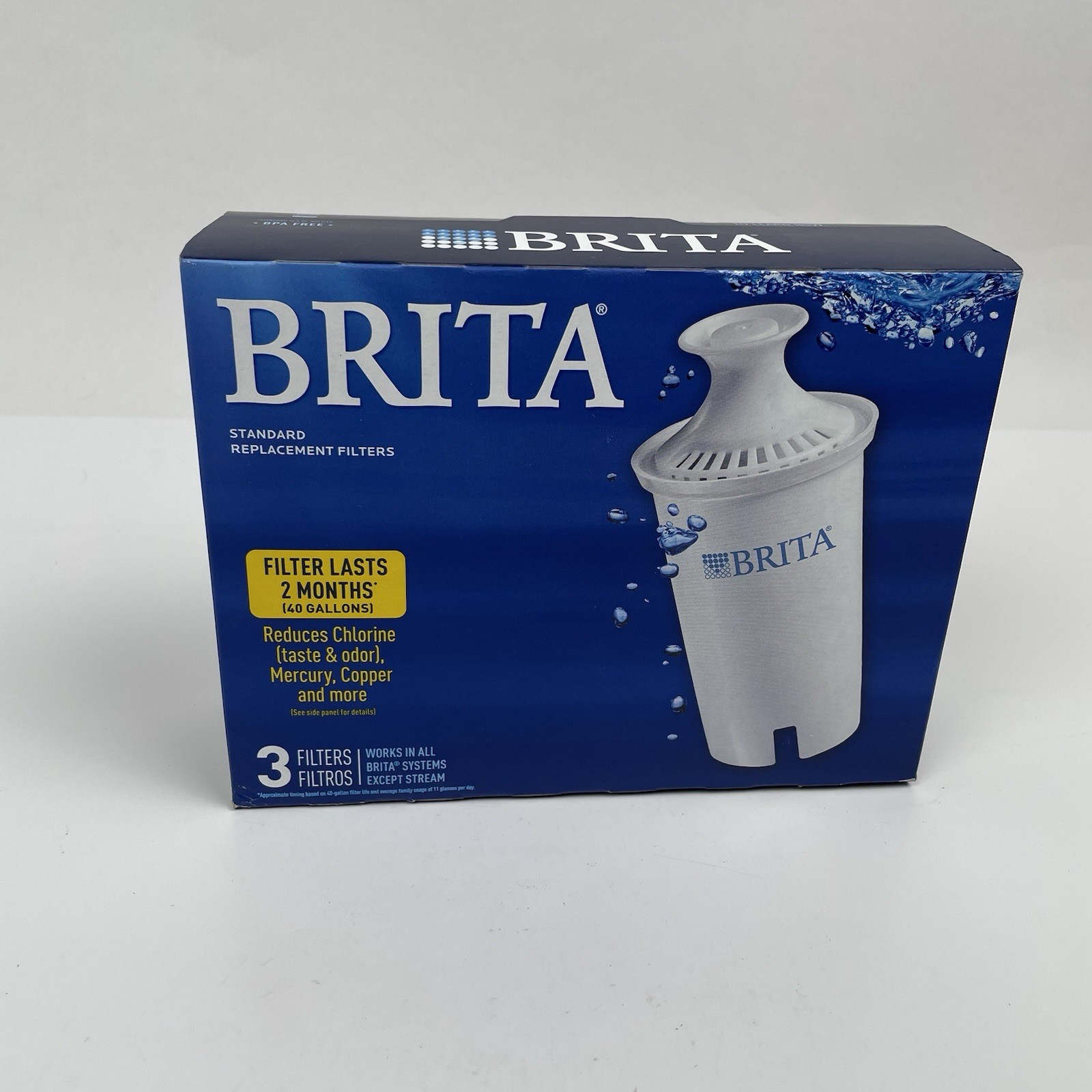 Brita Water Filter for Pitchers – 3 Count – New Sealed Box OB03