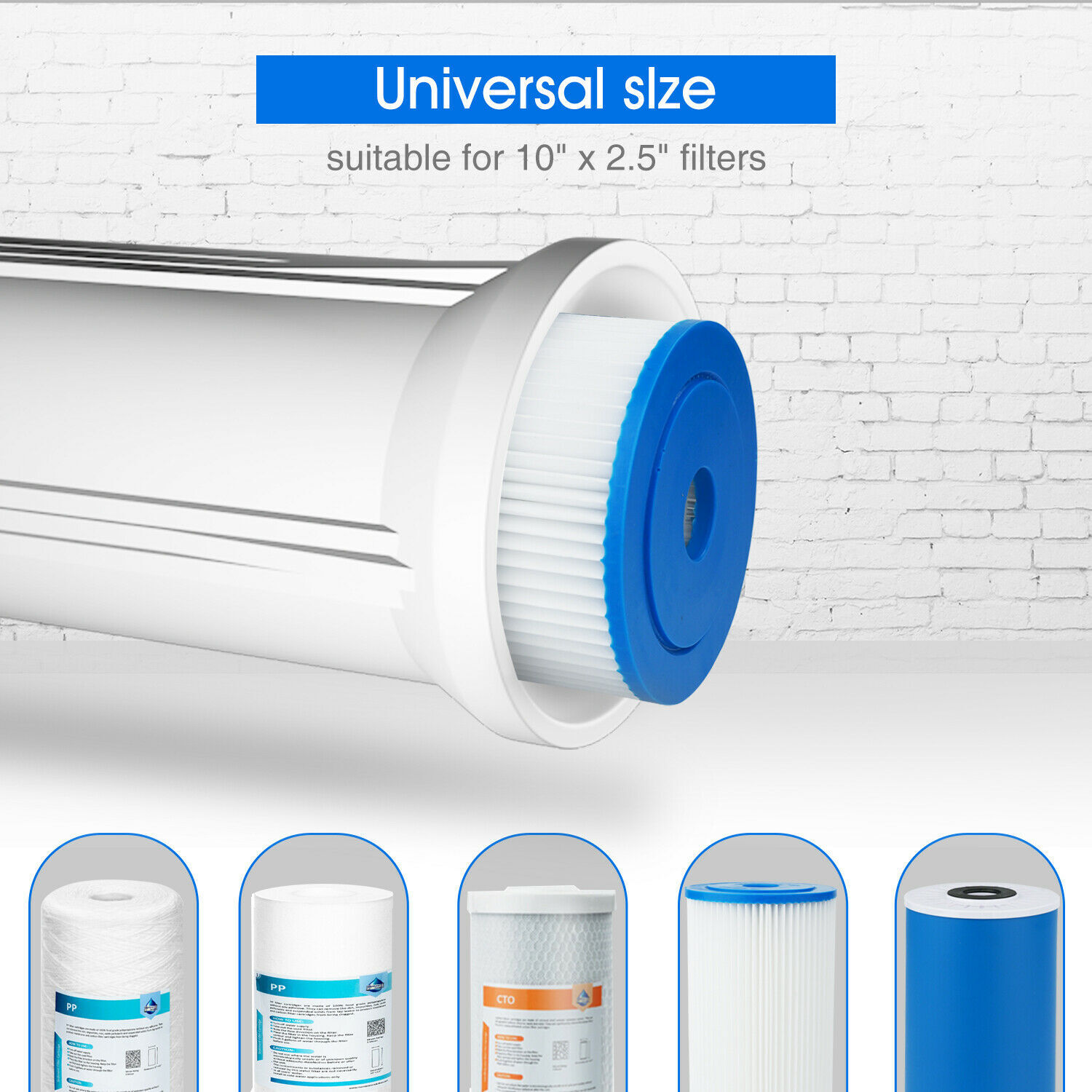 2 Pack 10 Inch Whole House Water Filter Housing for 10″ x 2.5″ Filters RO System