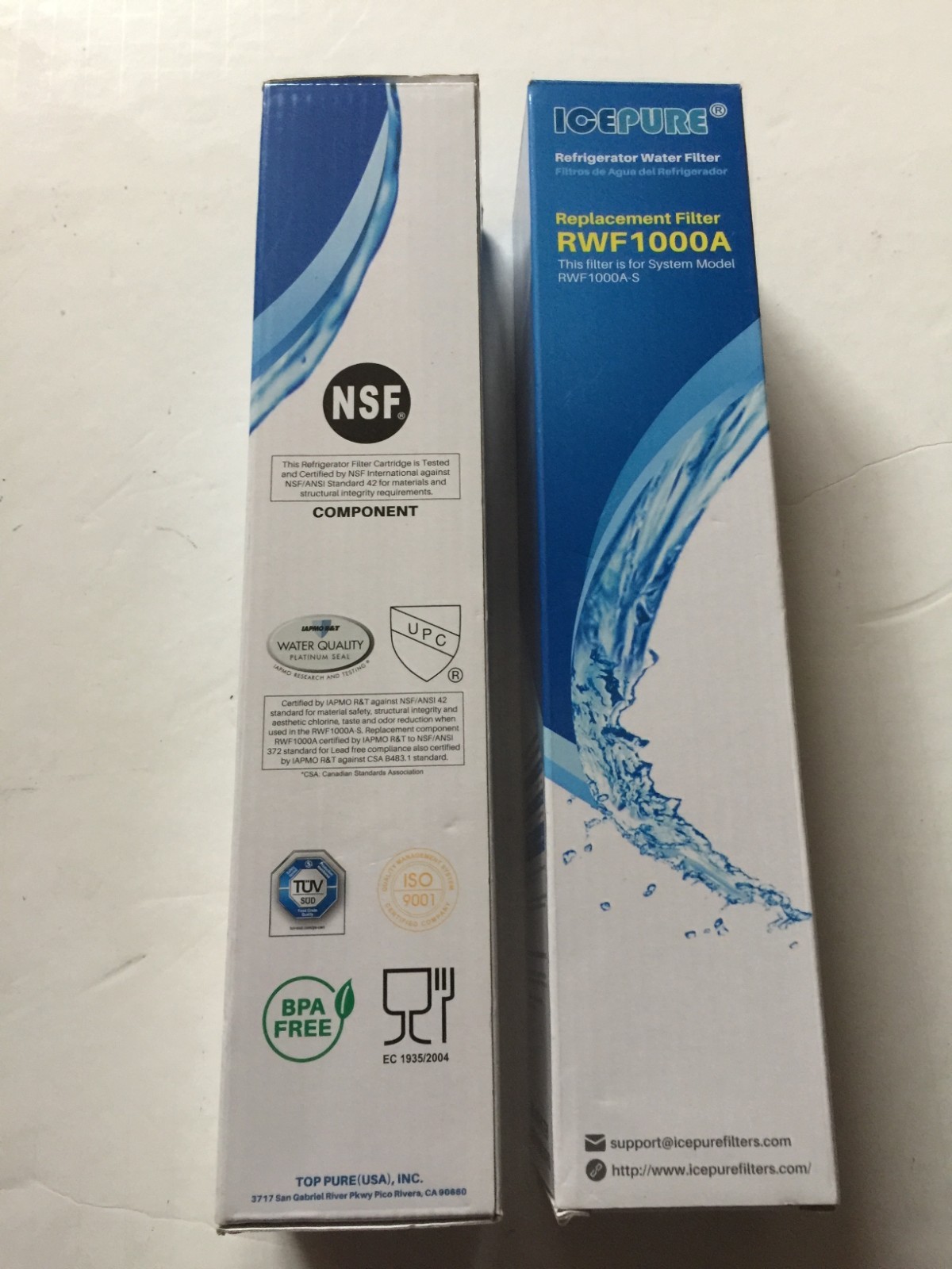 2 packs ICEPURE RWF1000A-S Refrigerator Water Filter LT600P, 469990,