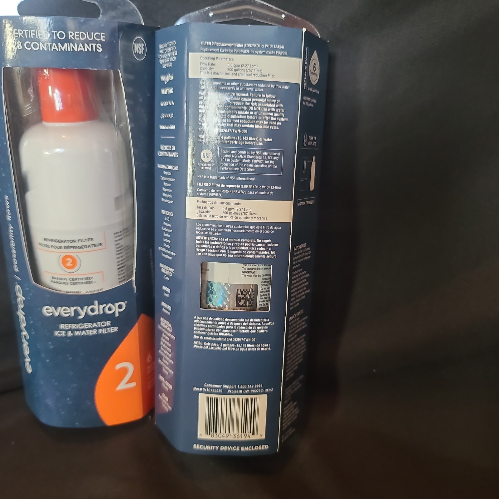 (Lot Of 2) EveryDrop 2 Ice And Water Refrigerator Water Filter ΕDR2RXD1