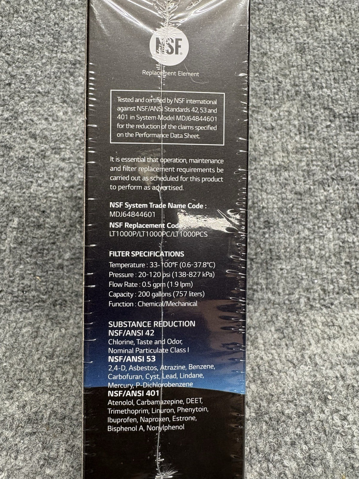 LG Water Filter Replacement Cartridge (LT1000P/PC/PCS) New SEALED
