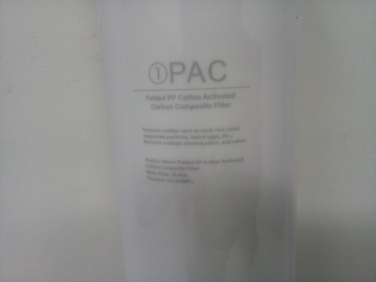 ICE PURE (R) 1 PAC FOLDED PP COTTON ACTIVATED CARBON 3L/MIN 0.4-0.6MPA