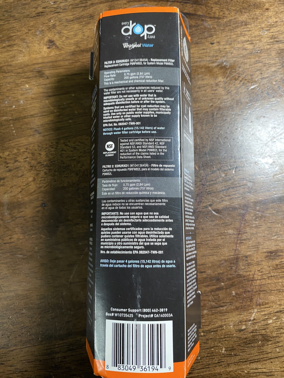 NEW SEALED Ice & Water Refrigerator Filter #2 EDR2RXD1