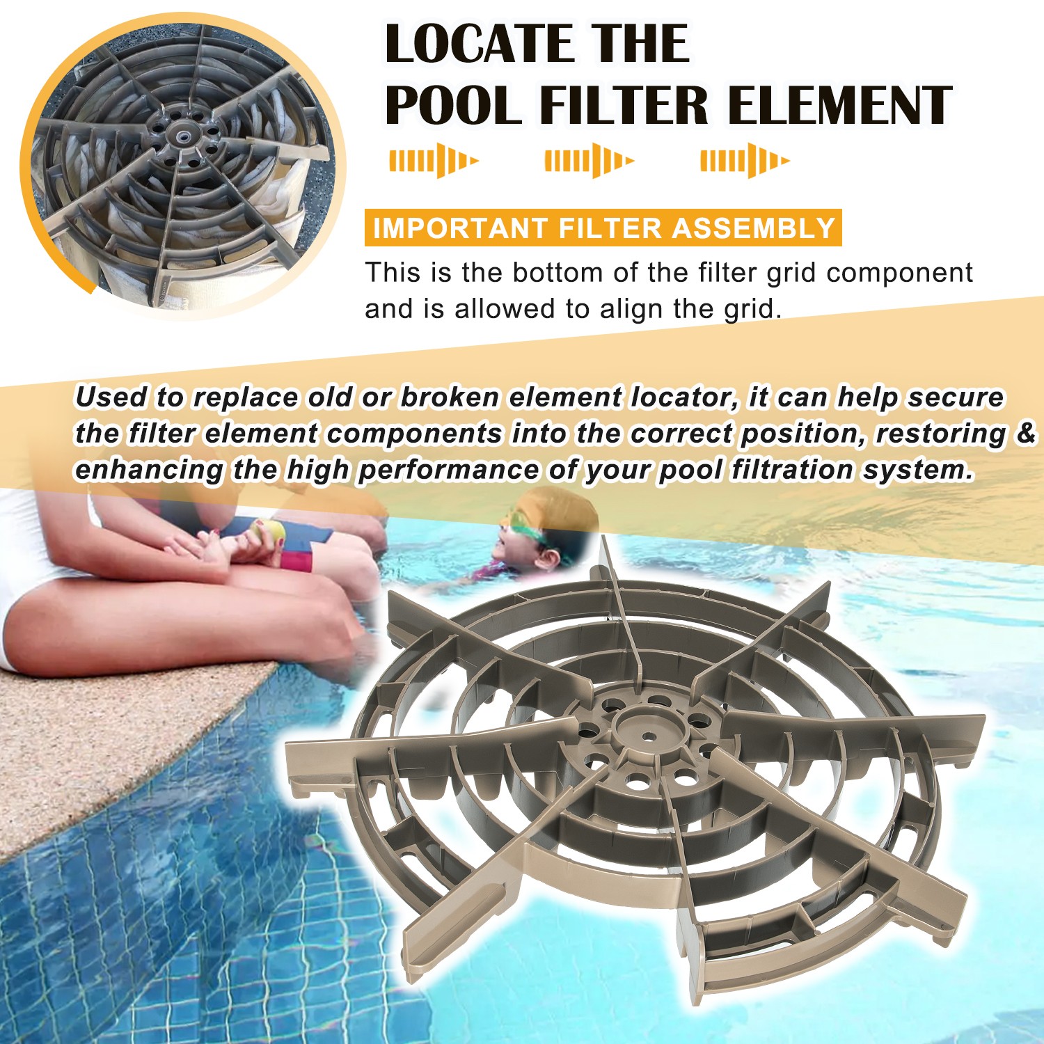 DEX2400H Filter Element Locator Replacement for Hayward ProGrid DE Filters