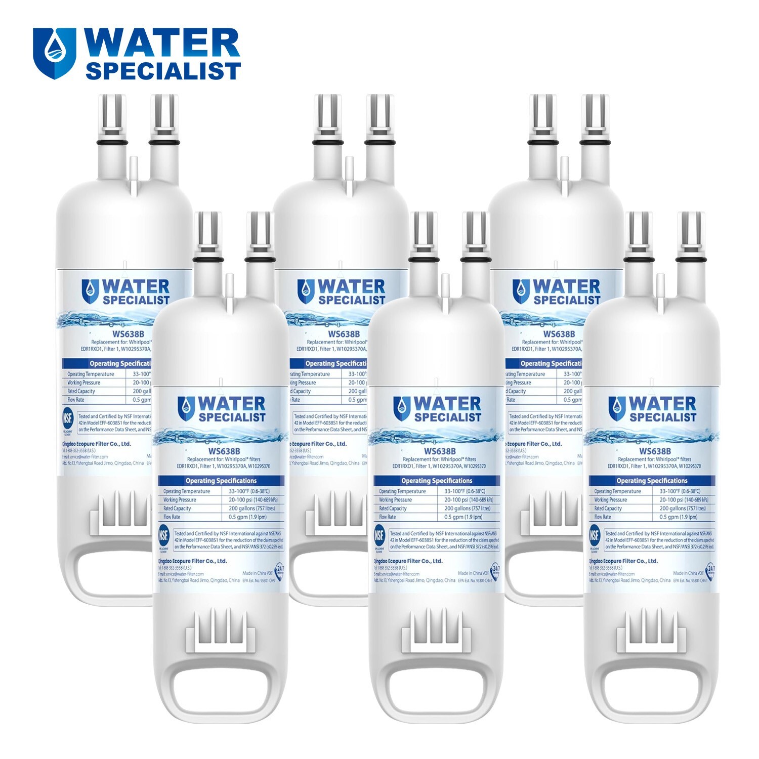 (6)Waterspecialist Refrigerator Filter,Replacement for Kenmore® 46-9081, 46-9930
