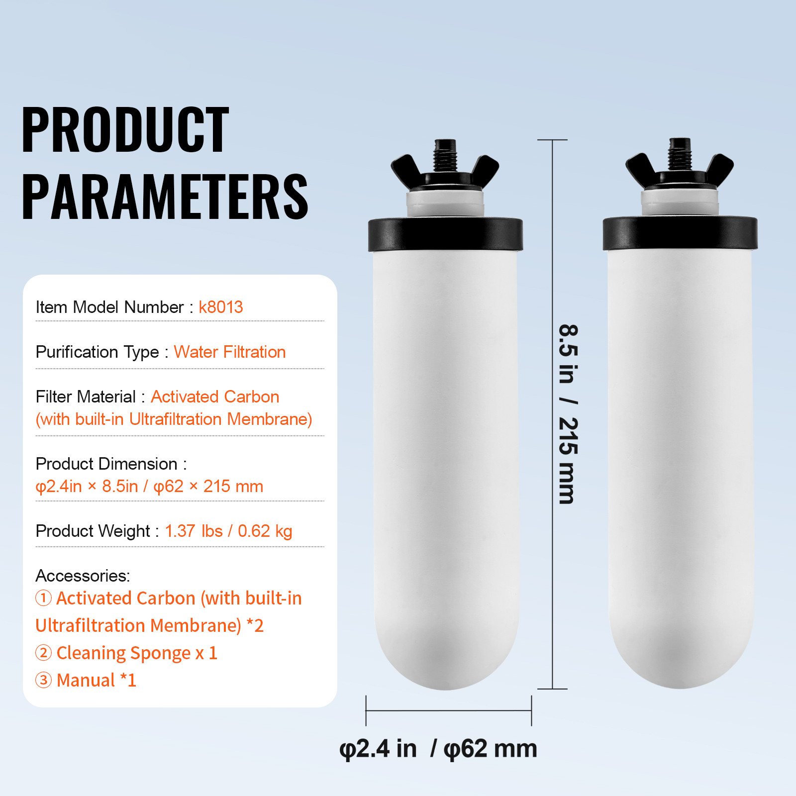 Purification Water Filter Replacement for Gravity Filter System 2 Pack