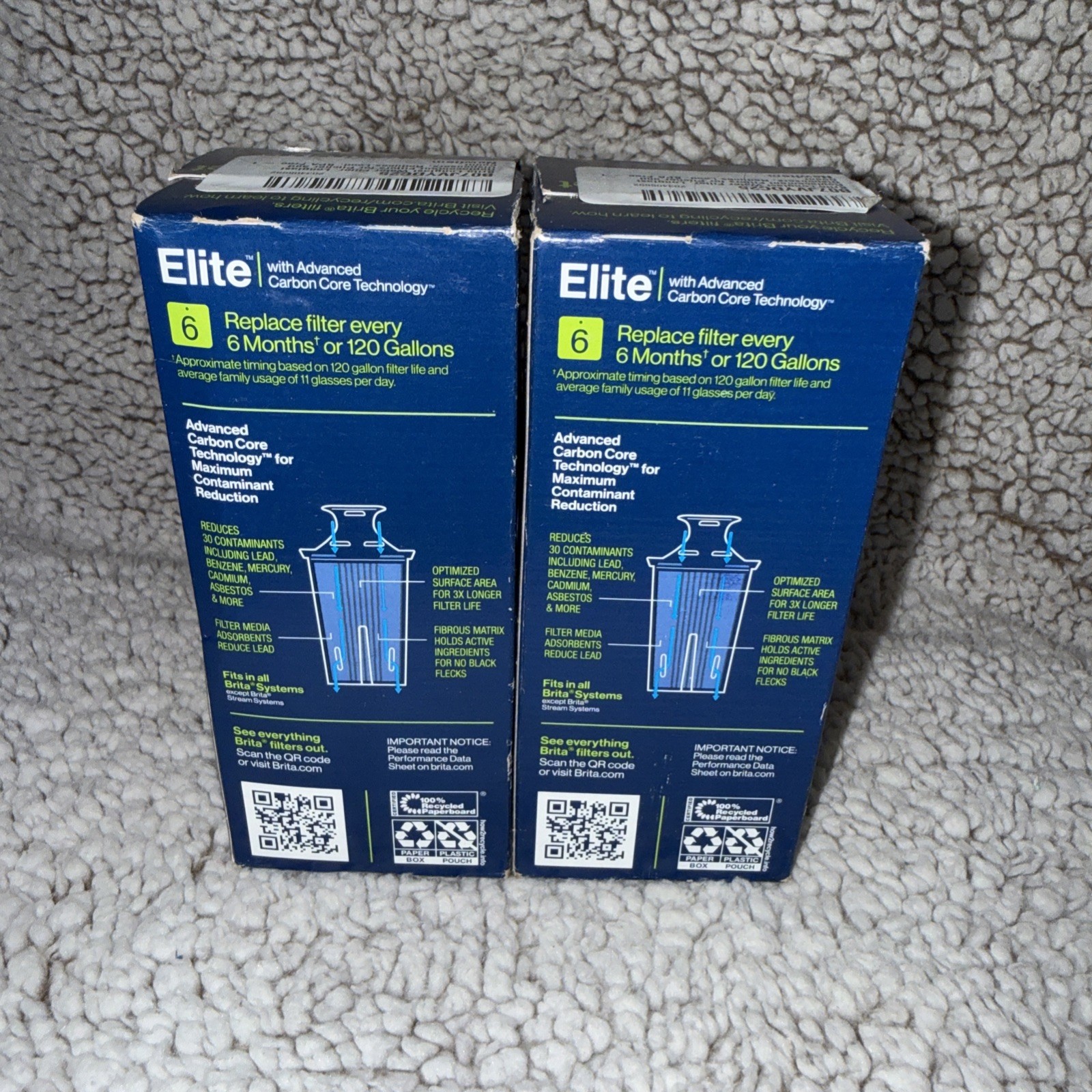 (lot Of 2) Brita Elite Replacement Water Filter for Pitchers & Dispensers