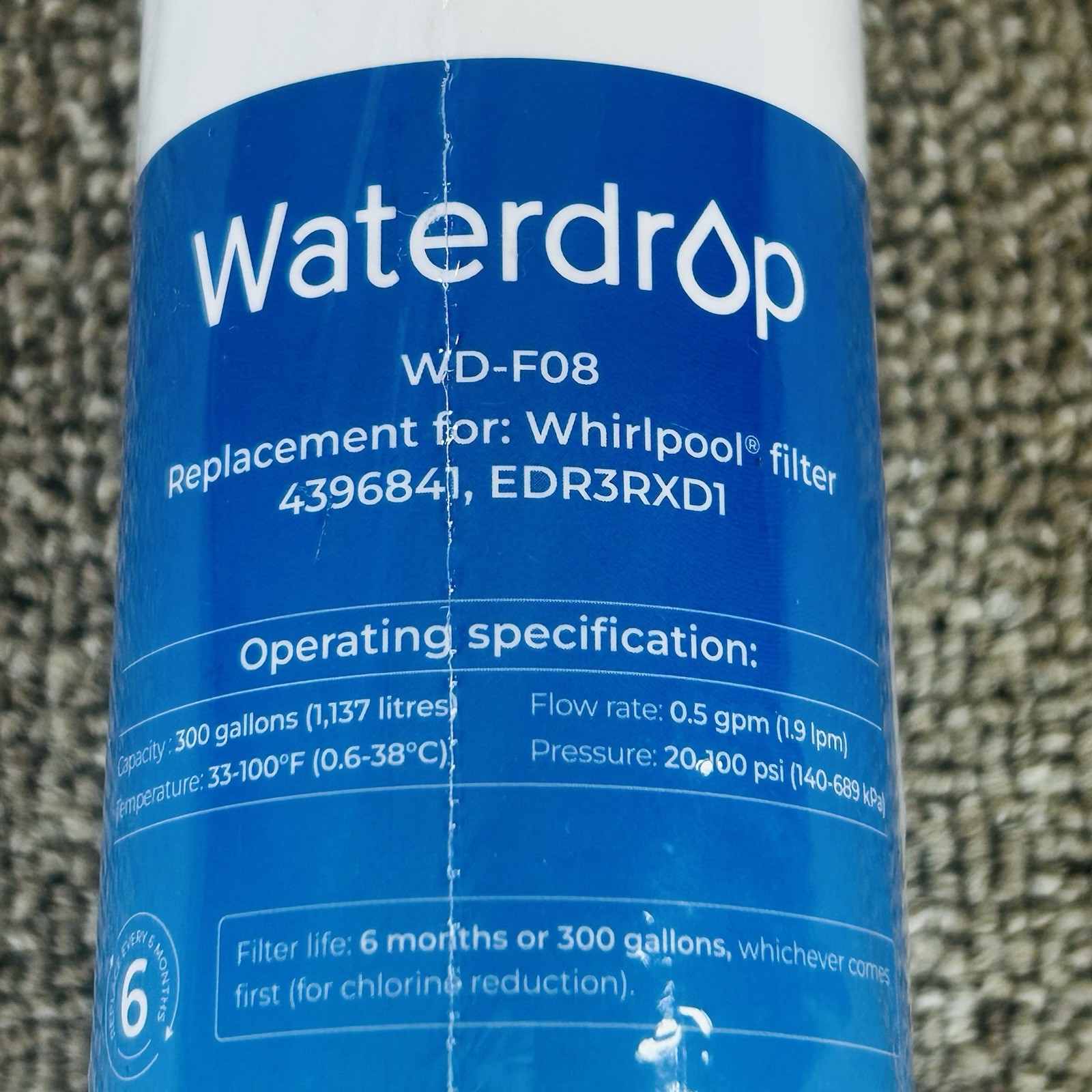 WaterDrop Model WD-F08 Replacement Refrigerator Water Filter New Sealed