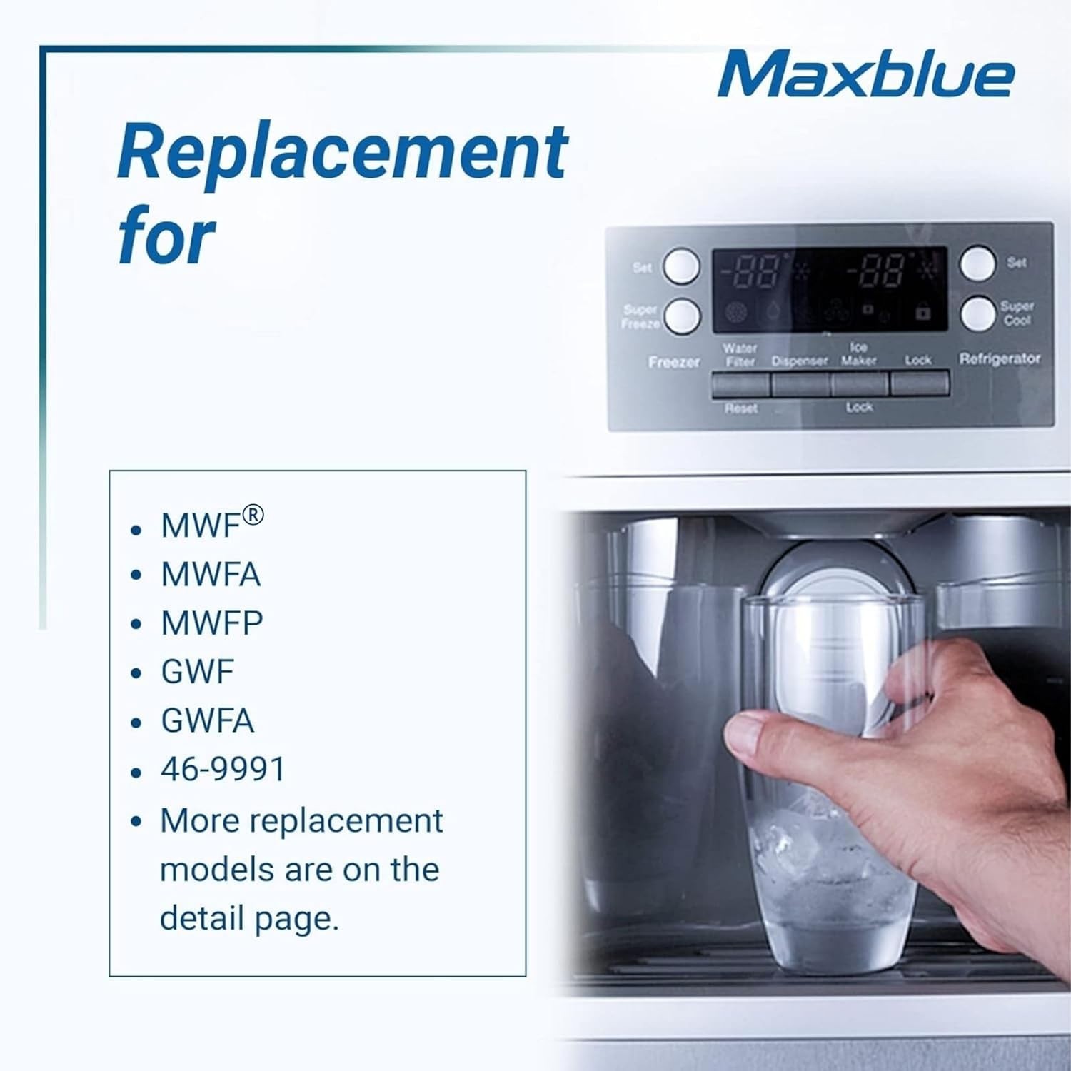 Maxblue MB-F13 Refrigerator Water Filter, Replacement for GE® MWF®, 3 Filters