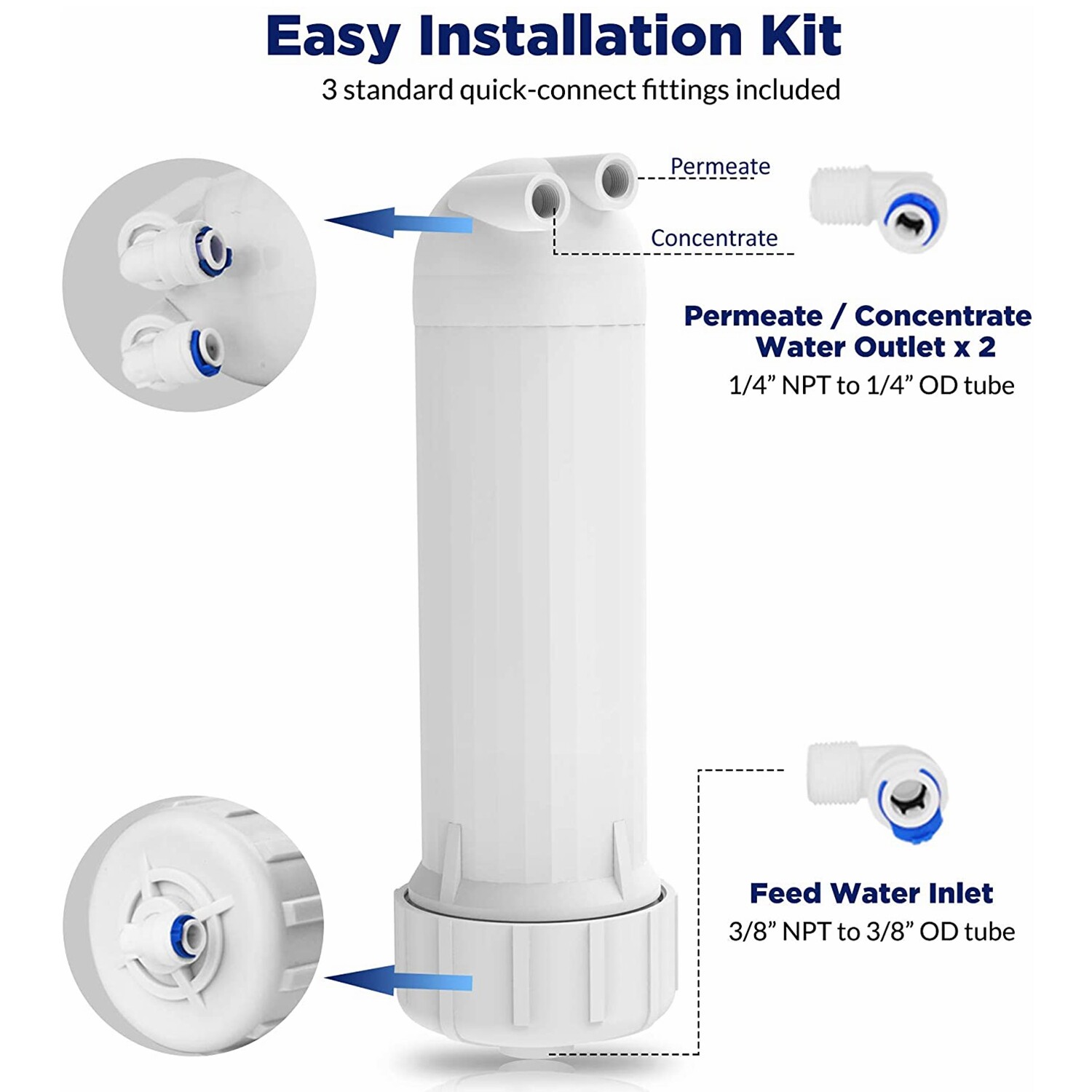3012 RO Membrane Housing for 200/300/400/500 GPD Reverse Osmosis Water System