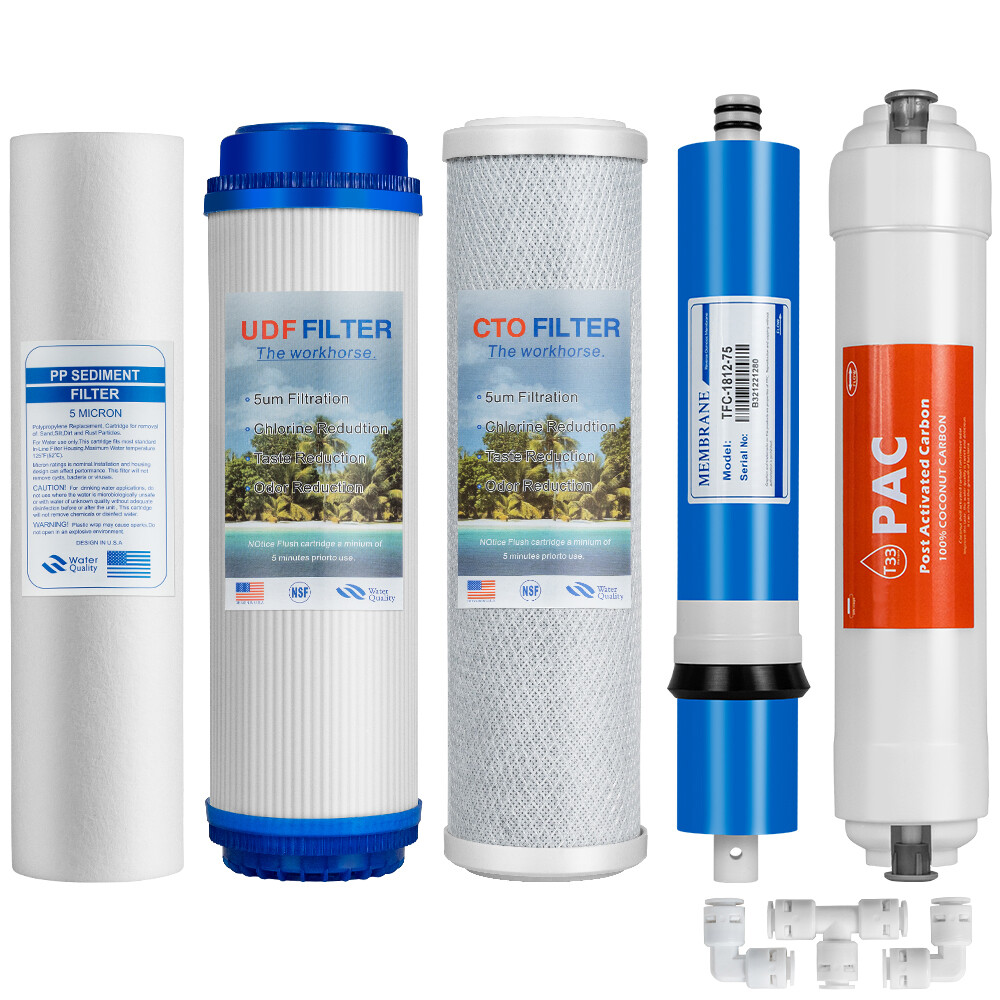 5 Stage Reverse Osmosis System Water Filter with 75GPD RO Membrane 5-Pack Set US