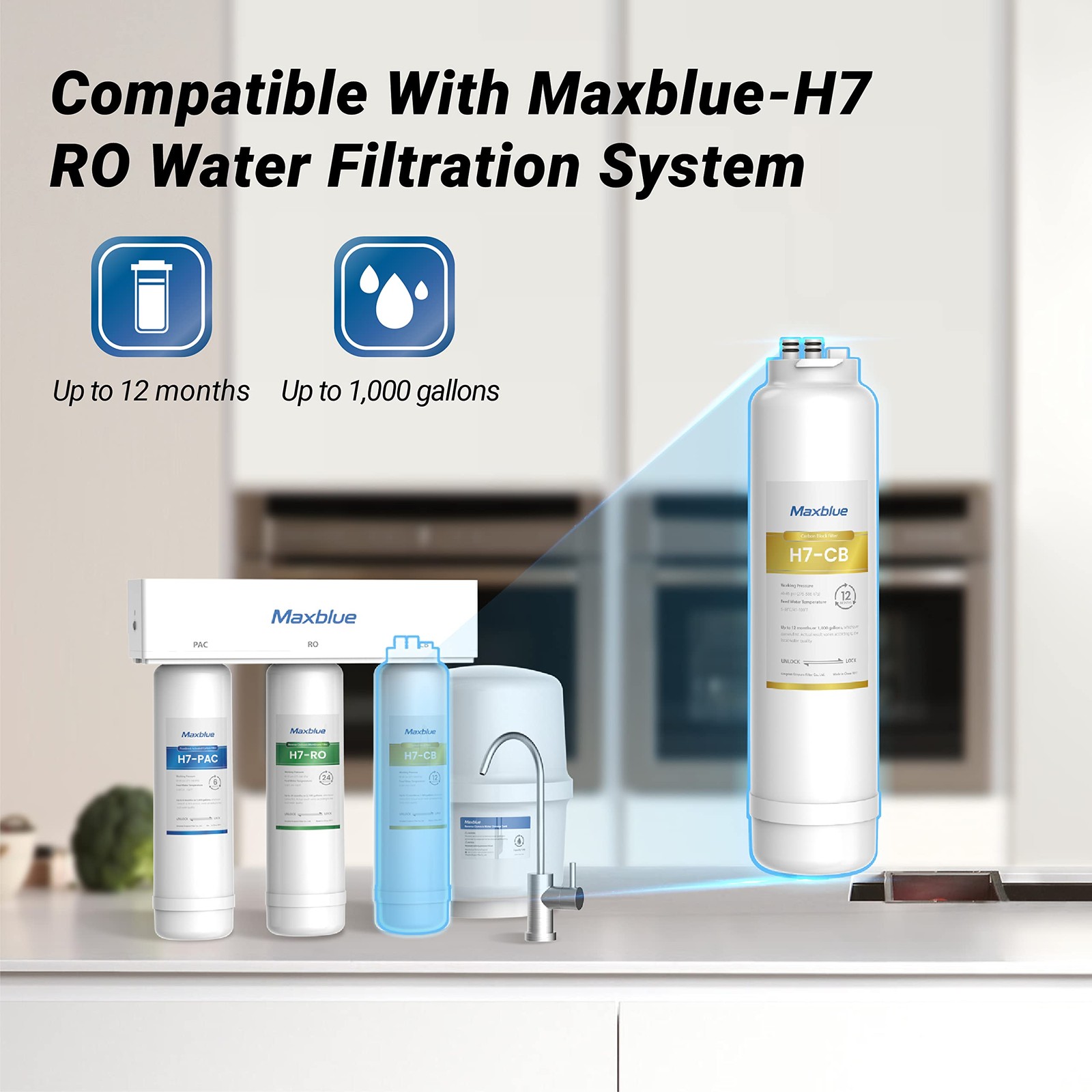 MB-H7-CB Filter, 1-year Lifetime, Replacement for MB-H7 Reverse Osmosis System