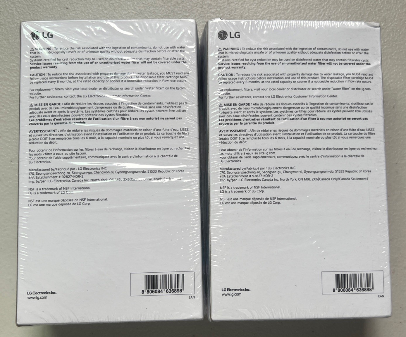 4 pack Genuine LG LT1000P2 Refrigerator Water Filter ADQ747935 **NEW SEALED**