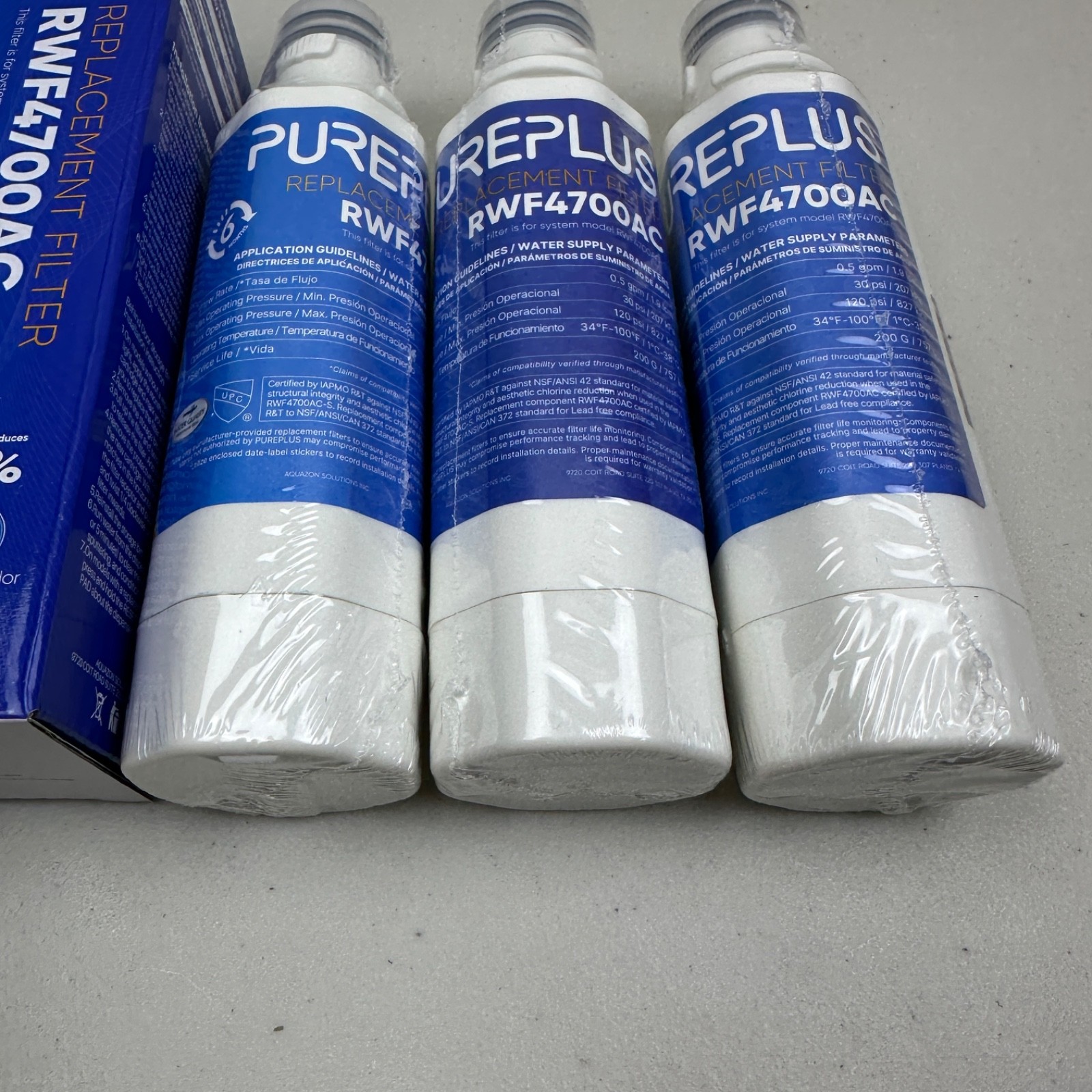 3 PACK PUREPLUS ADQ747935 LG LT1000 Kenmore Elite 9980 Water Filter RWF4700AC
