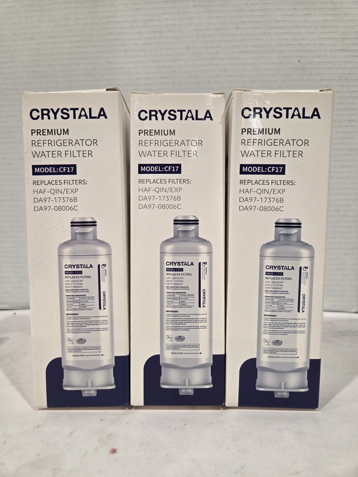 Crystala Filters Replacement for DA97-17376B Water Filter, 3 Pack