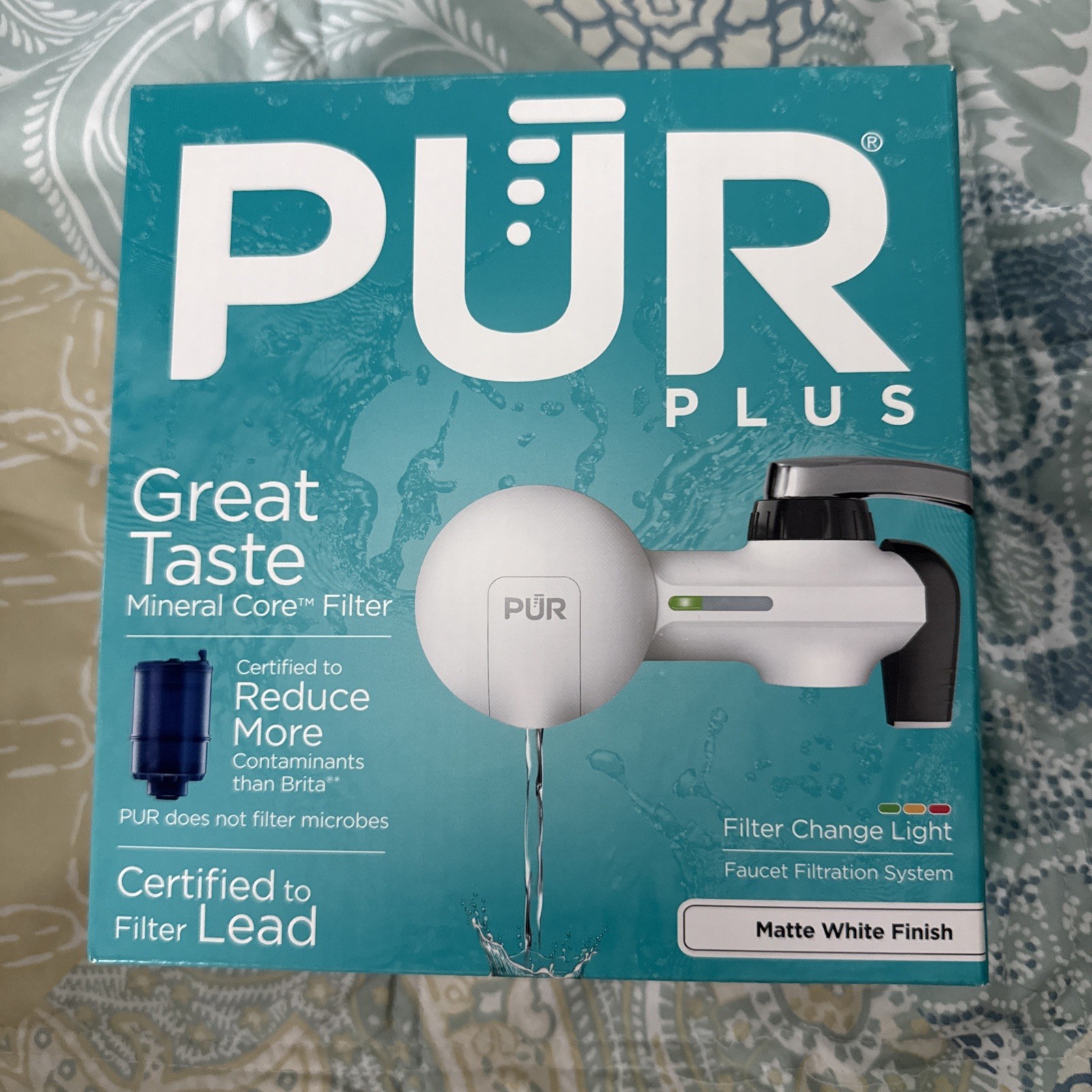 Pur PFM244W Plus Horizontal Faucet Mount Water Filtration System in Matte White