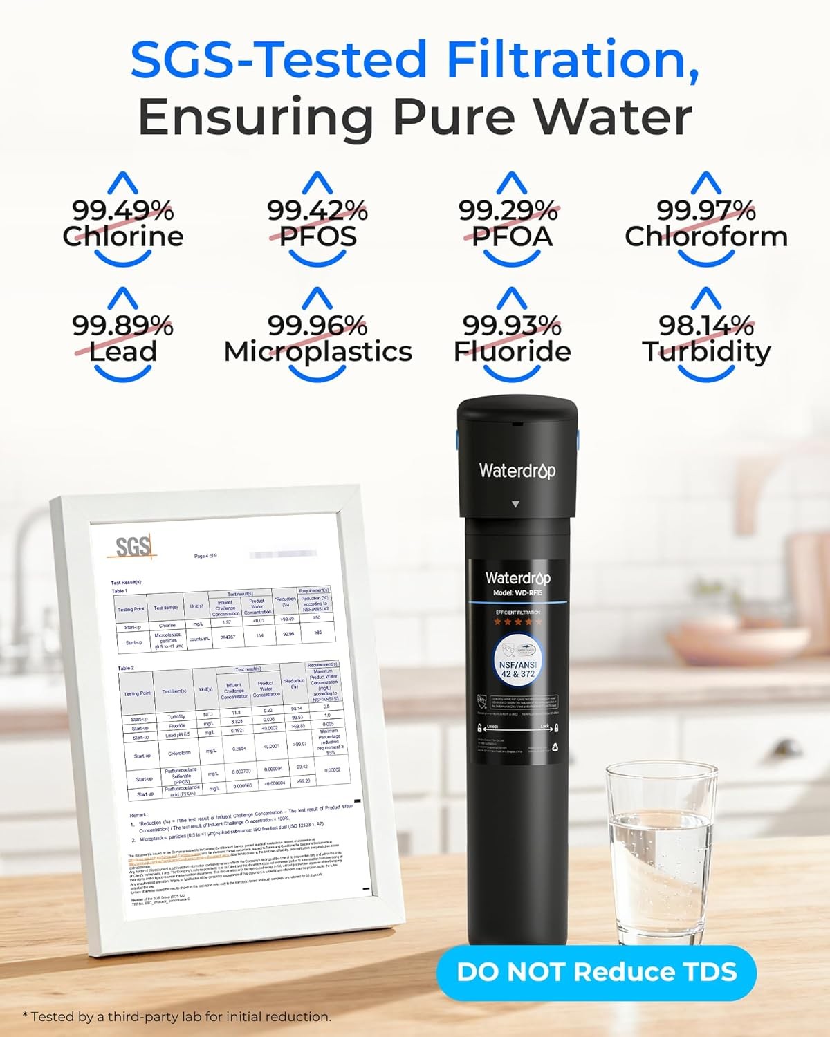 Waterdrop 15UB Under Sink Water Filter System, with Dedicated Faucet, 16K Gal