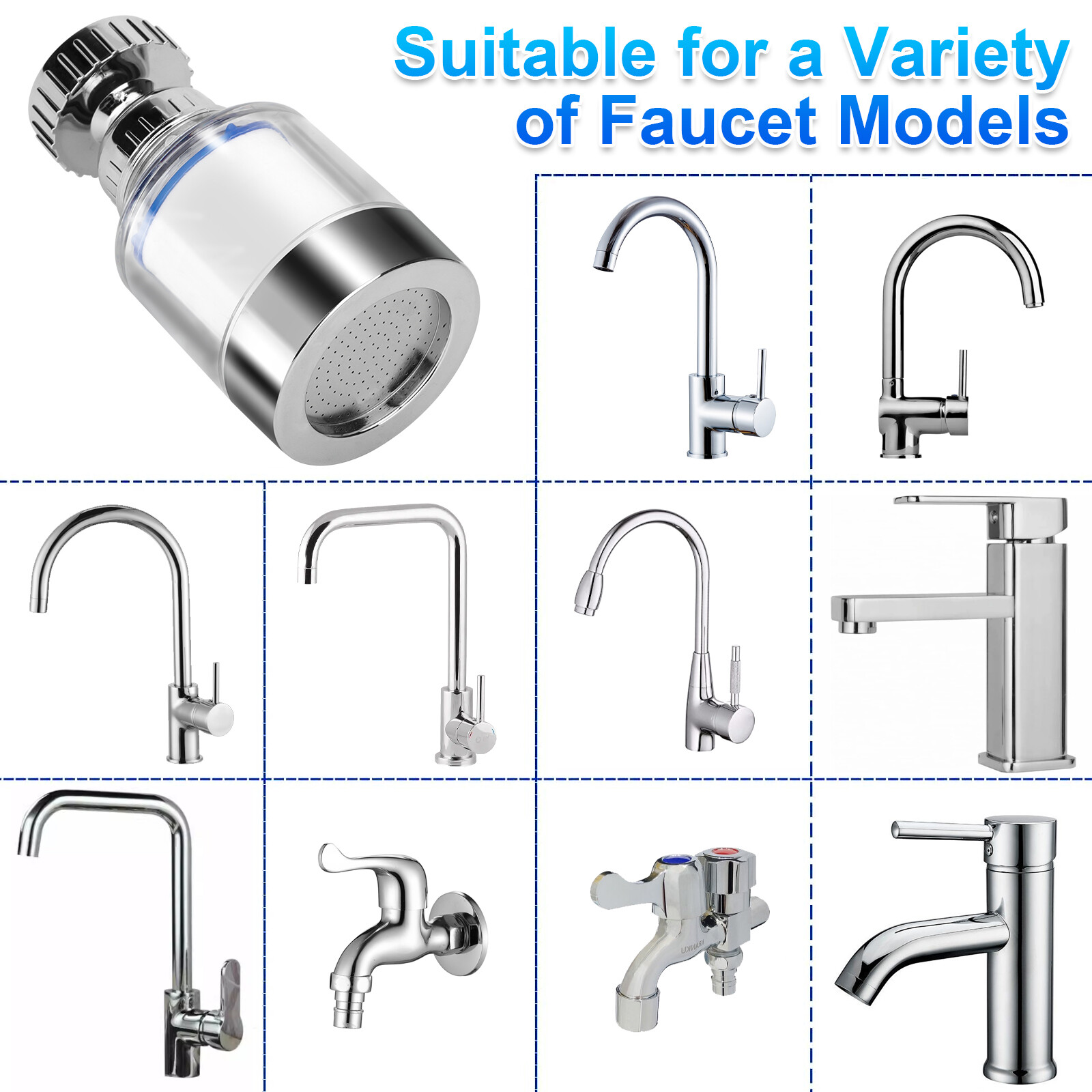 2/4Set Faucet Water Filter Tap Filtration Kitchen Sink Mount Purifier 360°Rotate