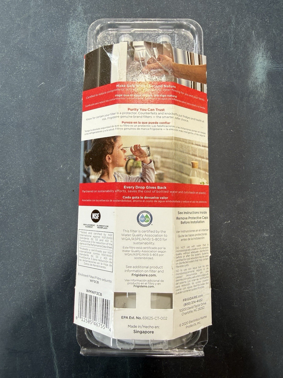 WF3CB Frigidaire Refrigerator Water Filter for Water and Ice, 200 Gallons