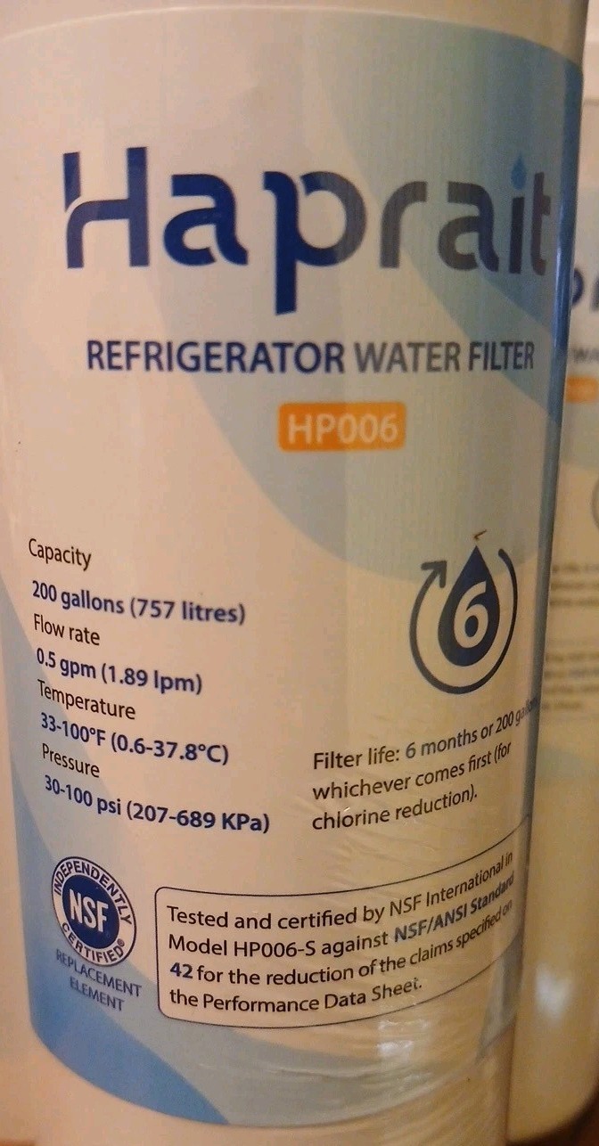 3 Pack Haprait HP006 Refrigerator Water Filter Compatible For Frigidaire WF3CB