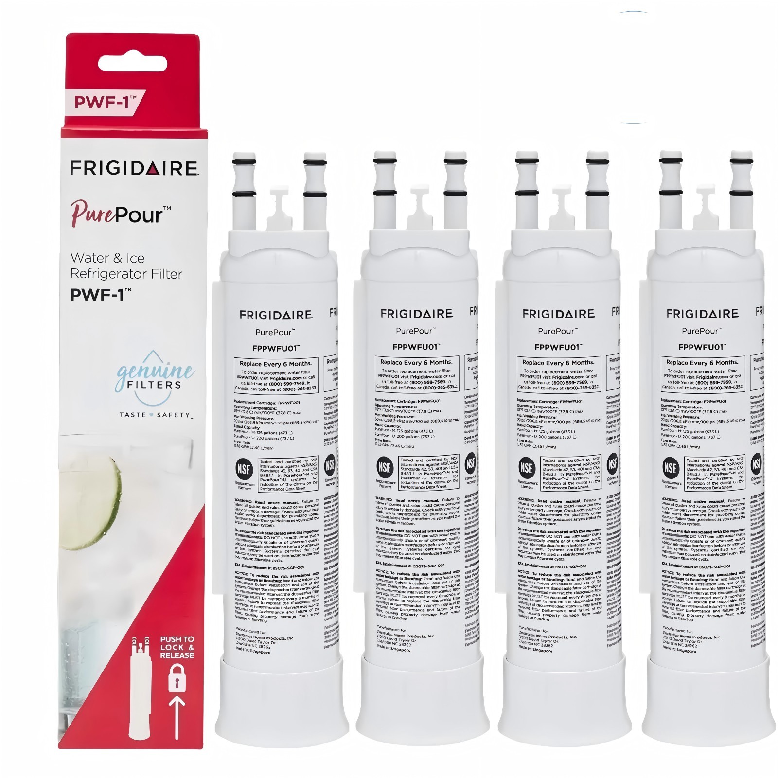 Frigidaire FPPWFU01 PWF-1 Refrige PurePour Water &Ice Filter – 4 Pack – US Stock